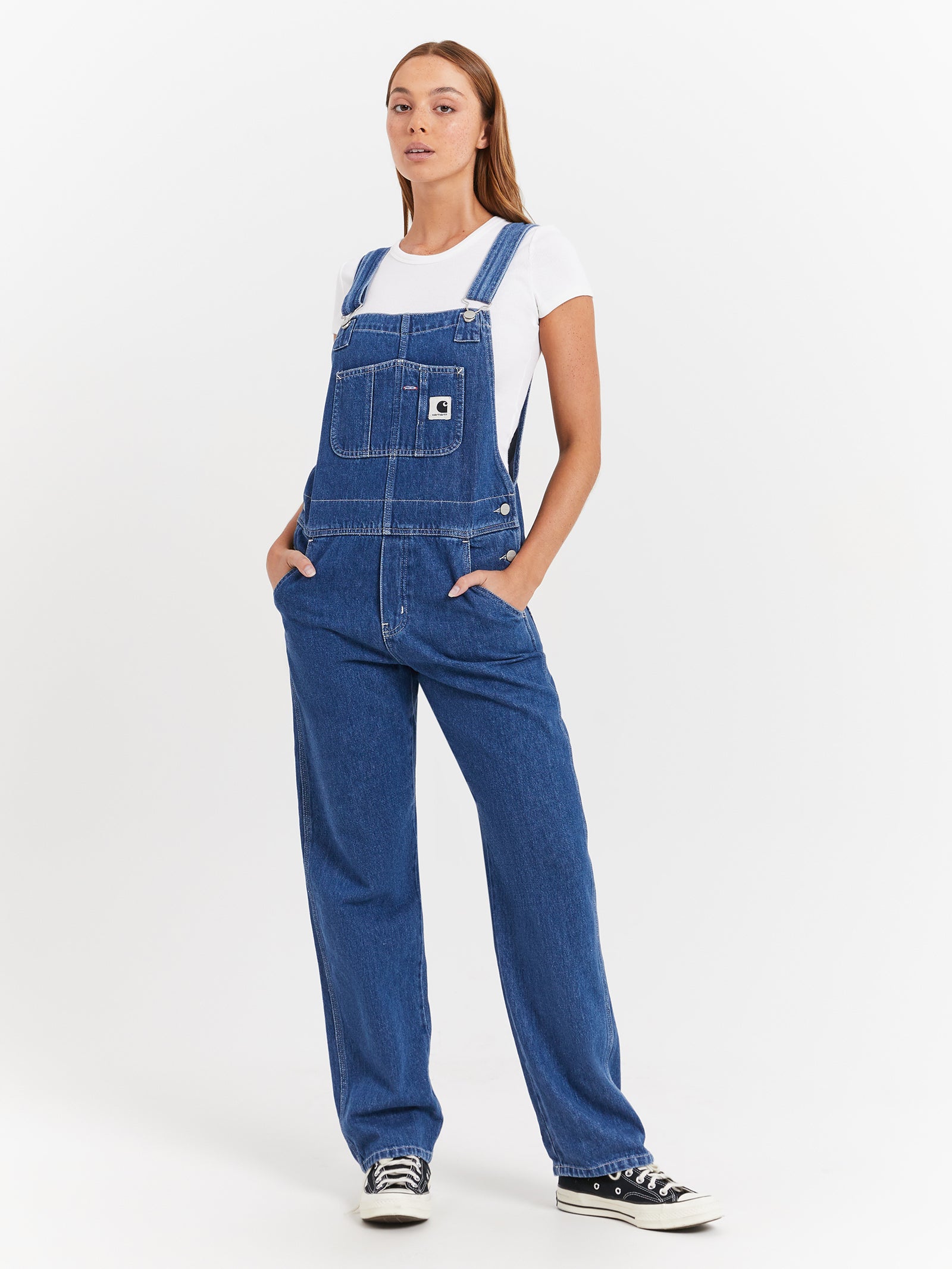 Bib Straight-Leg Overalls in Blue