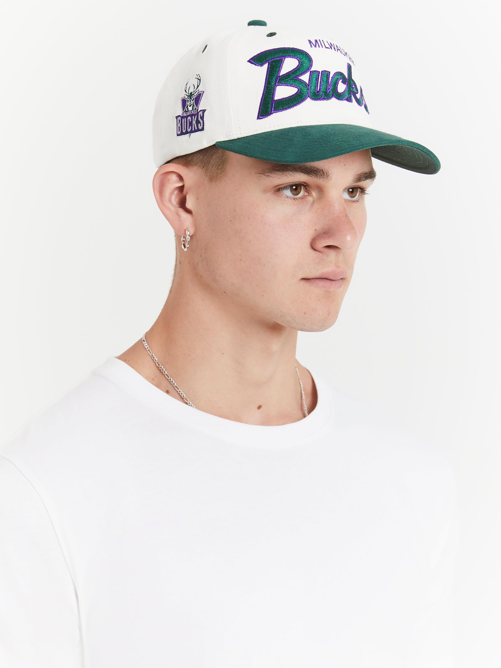 Team Script Deadstock Snapback in White & Green