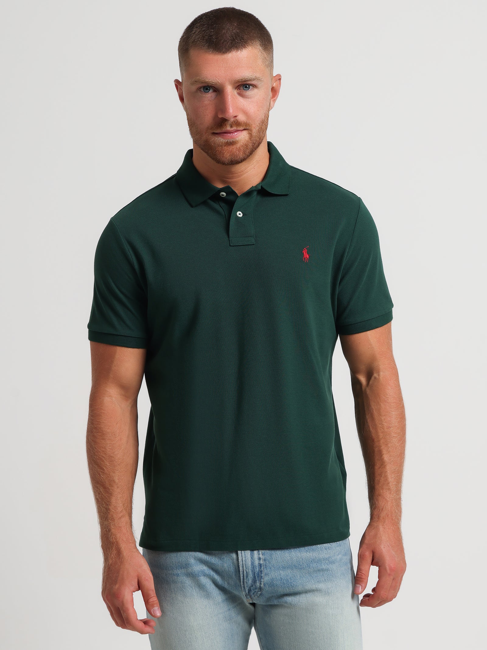 Classic Fit Mesh Polo Shirt in Green