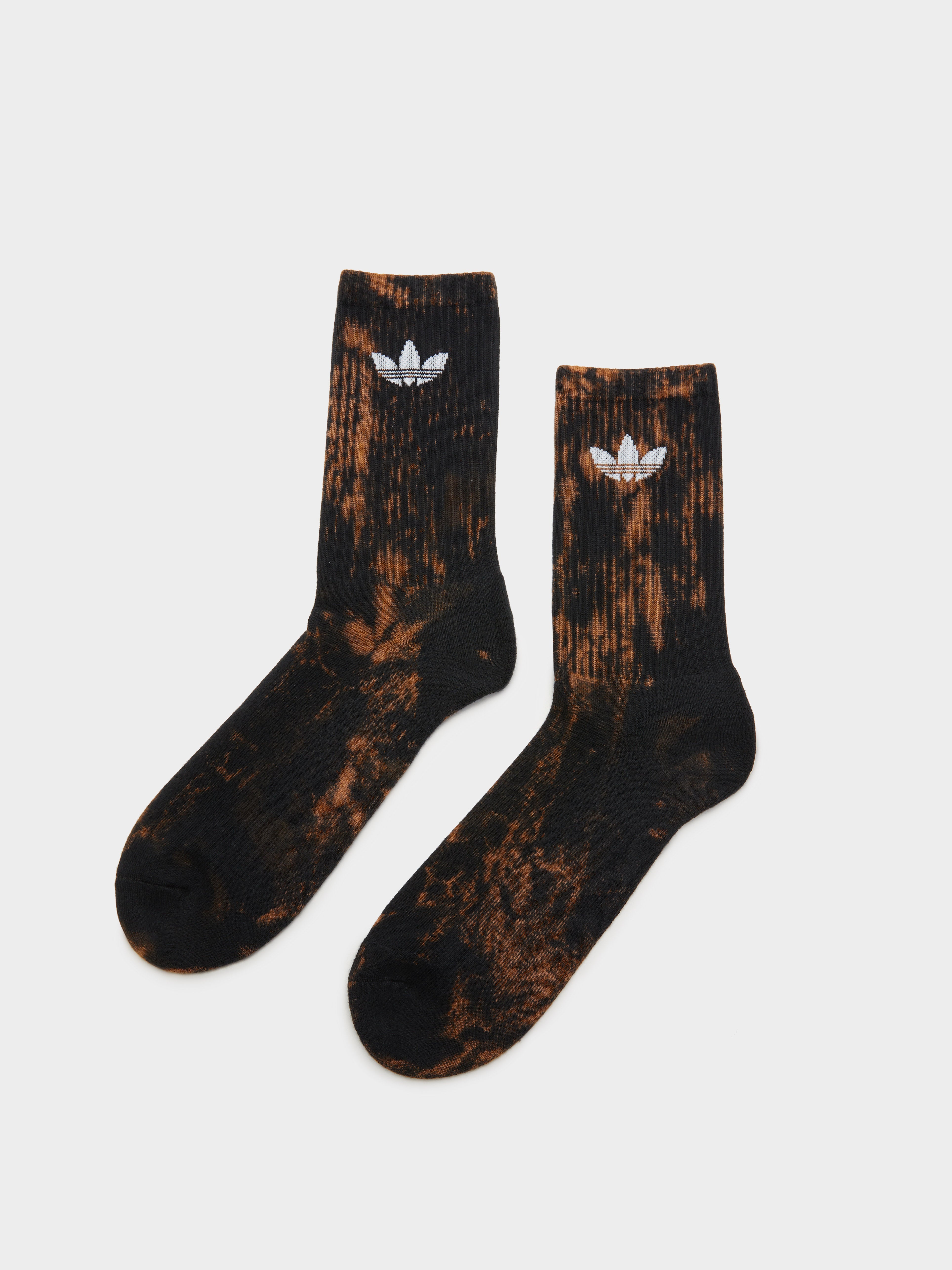 2 Pairs of Tie Dye Crew Socks in Black & Shadow Brown