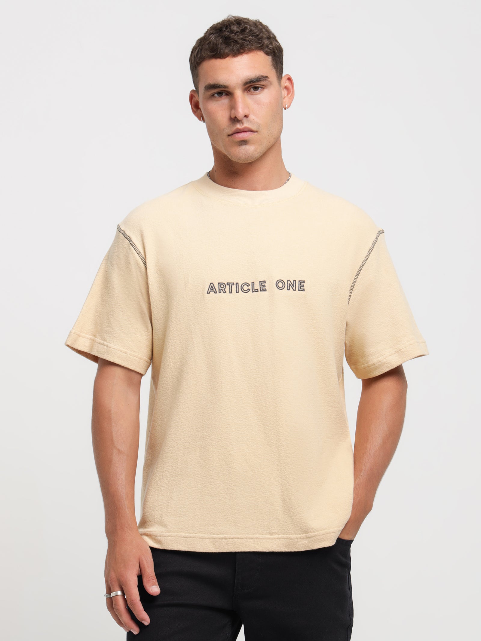 Outline Logo T-Shirt in Cream