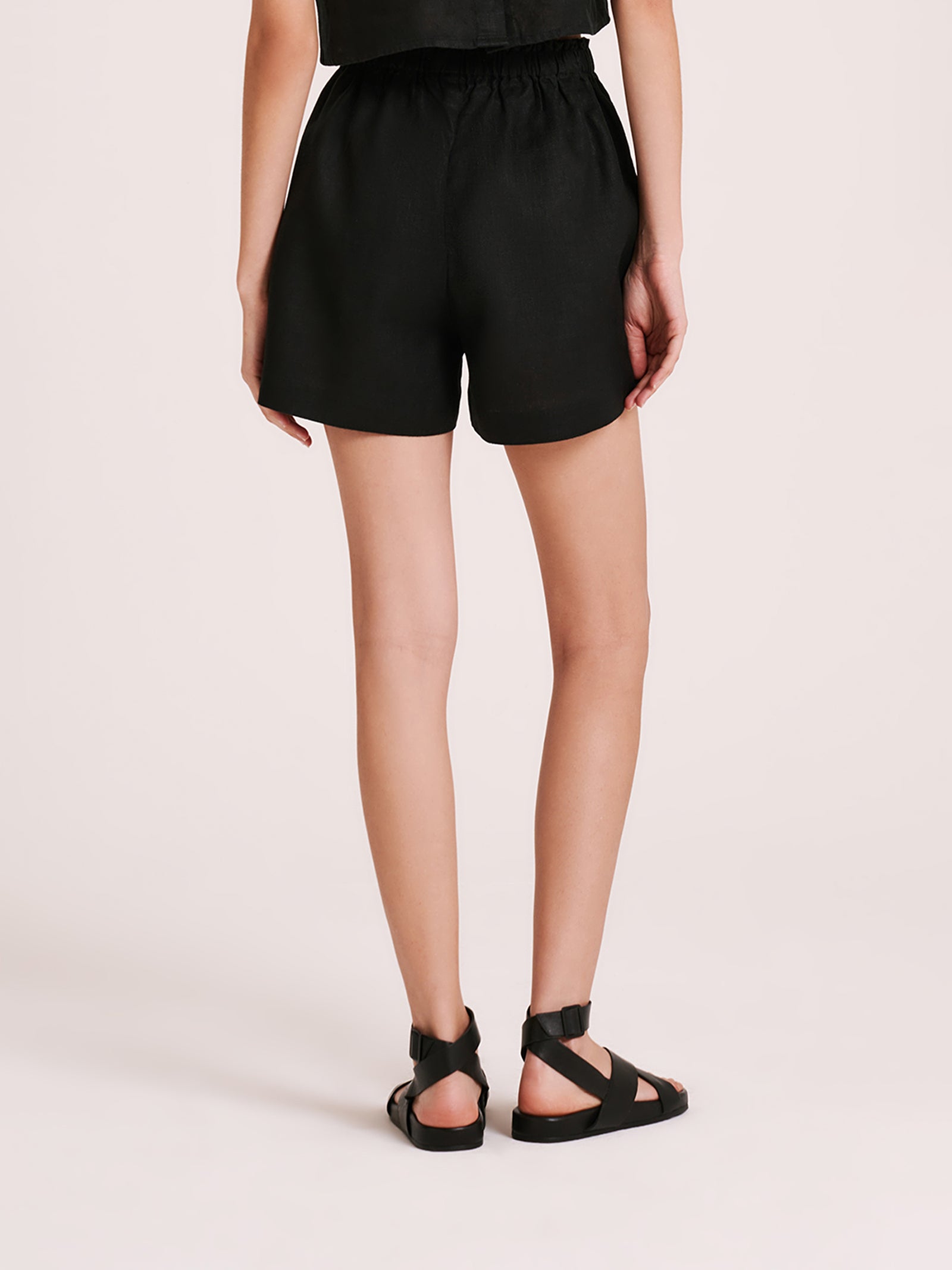 Amani Linen Shorts in Black