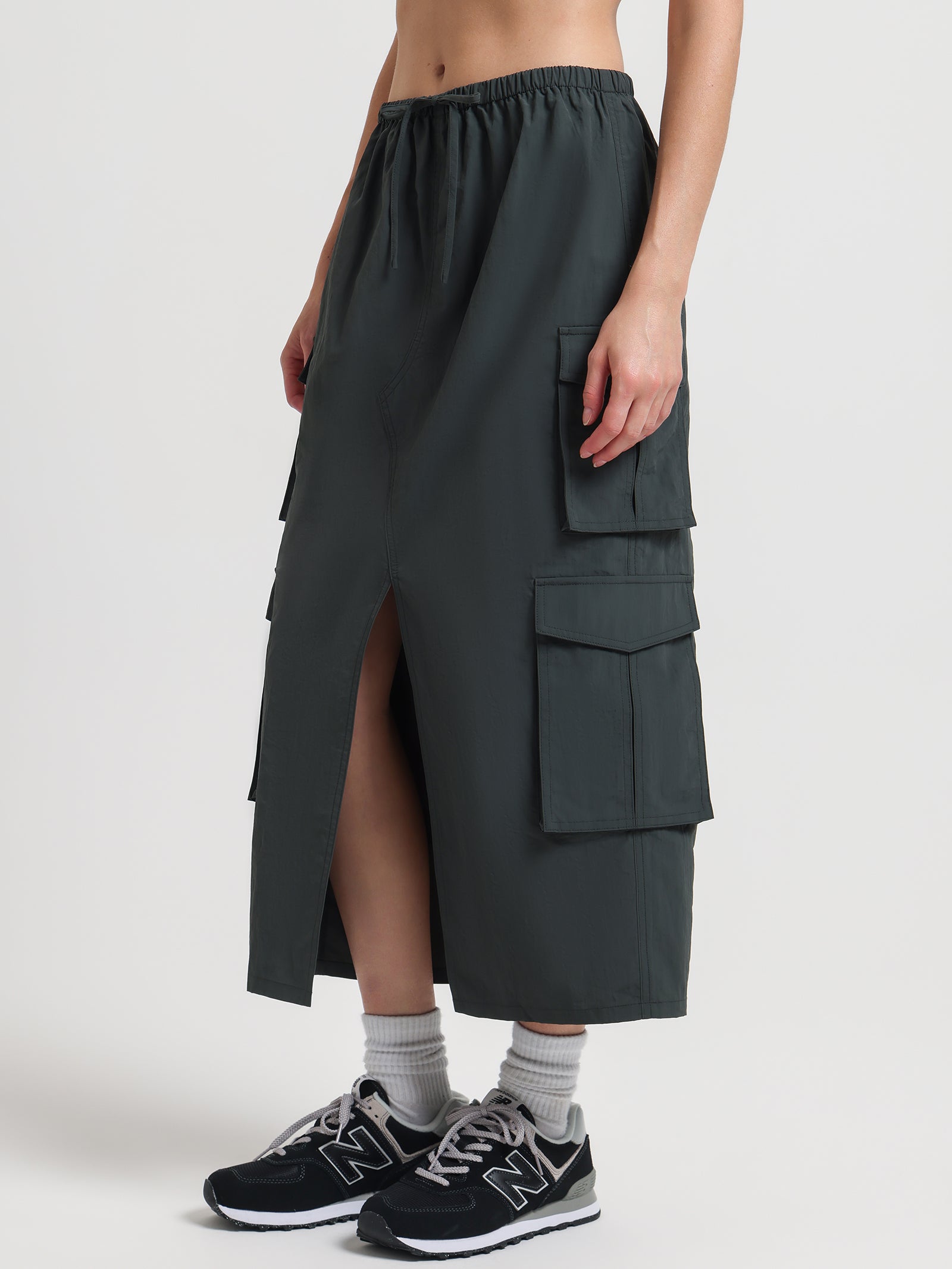 Lincoln Parachute Midi Skirt in Granite