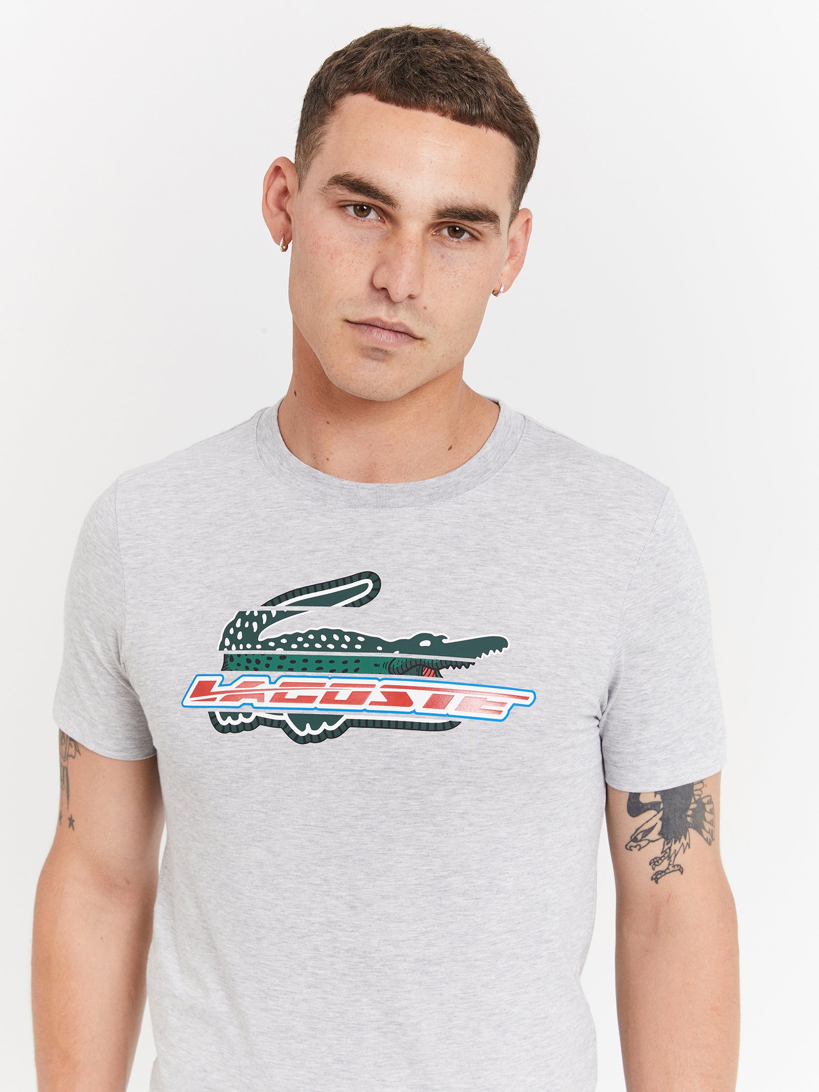 Logo Croc Tech Jersey T-Shirt in Silver