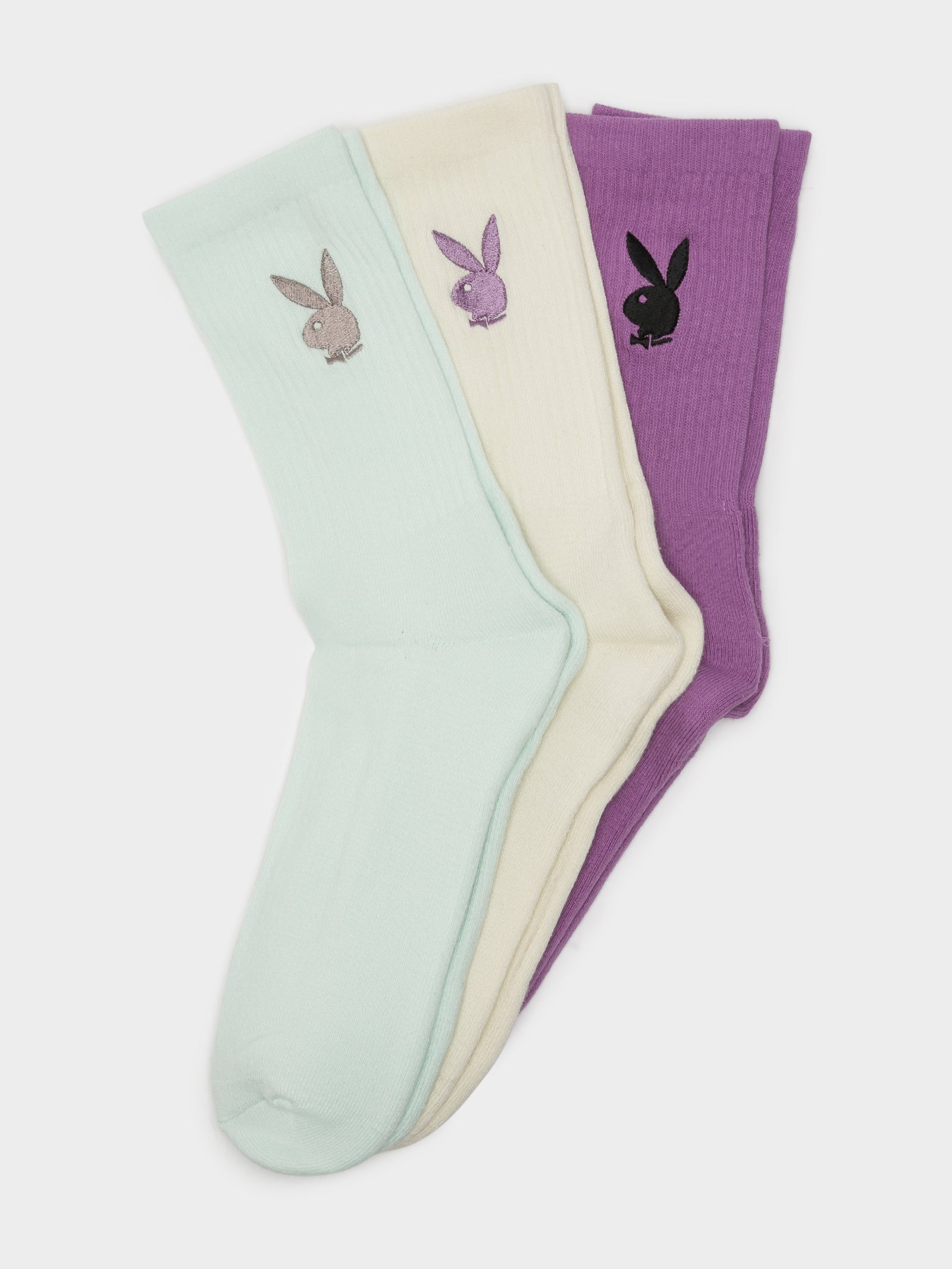 3 Pairs of Mini Bunny Crew Socks in Multi