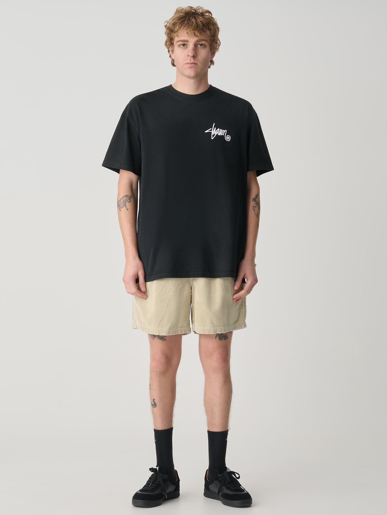 Roots Dot Tee In Washed Black