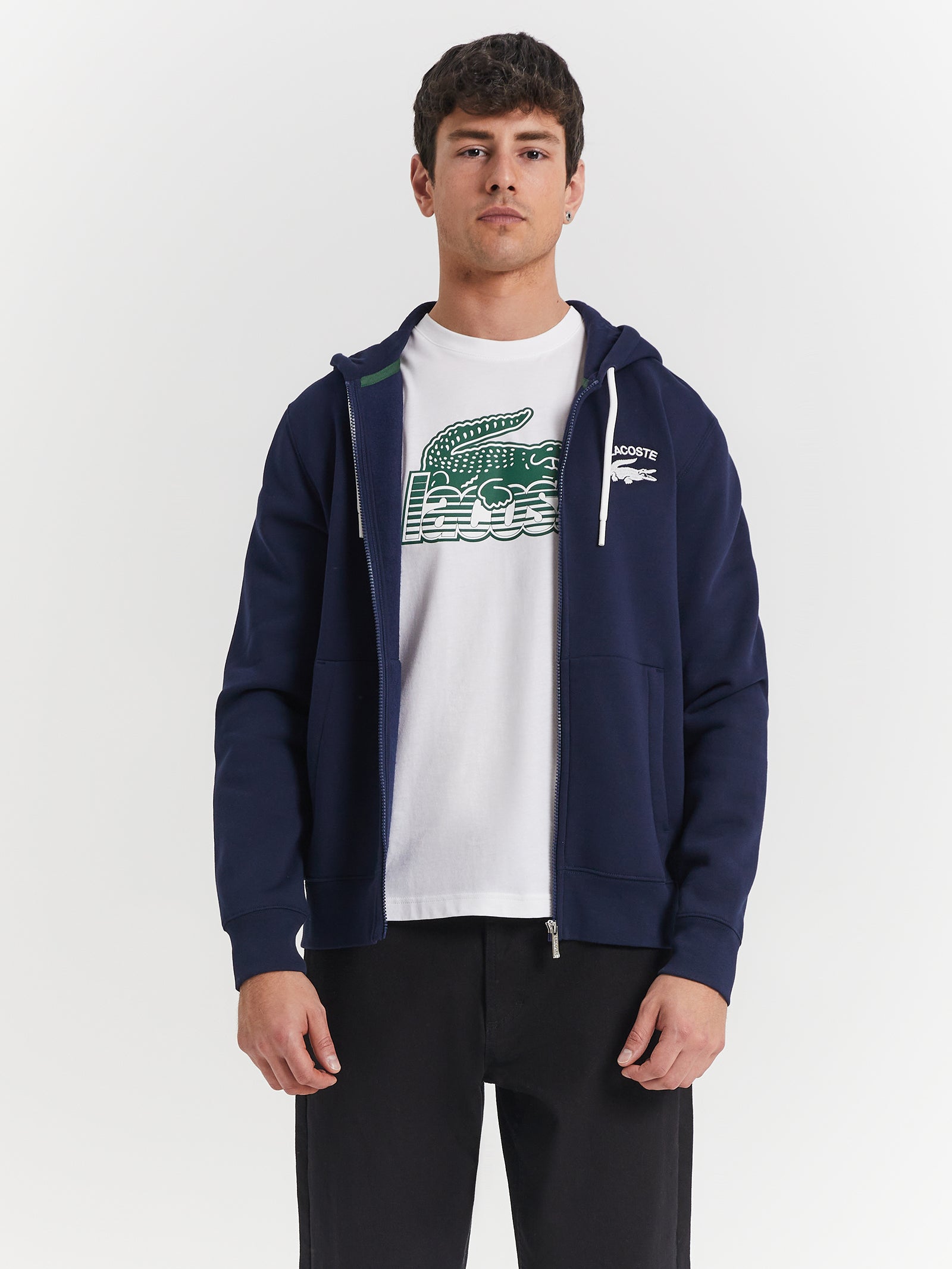 Soft Branding Zip Front Sweat in Navy