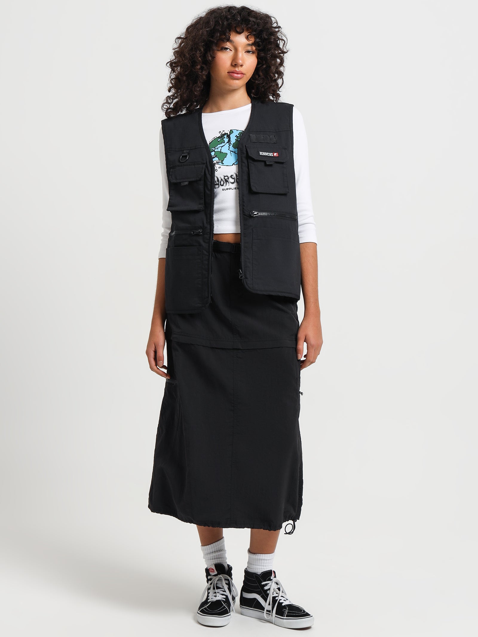 Cargo Maxi Skirt in Black