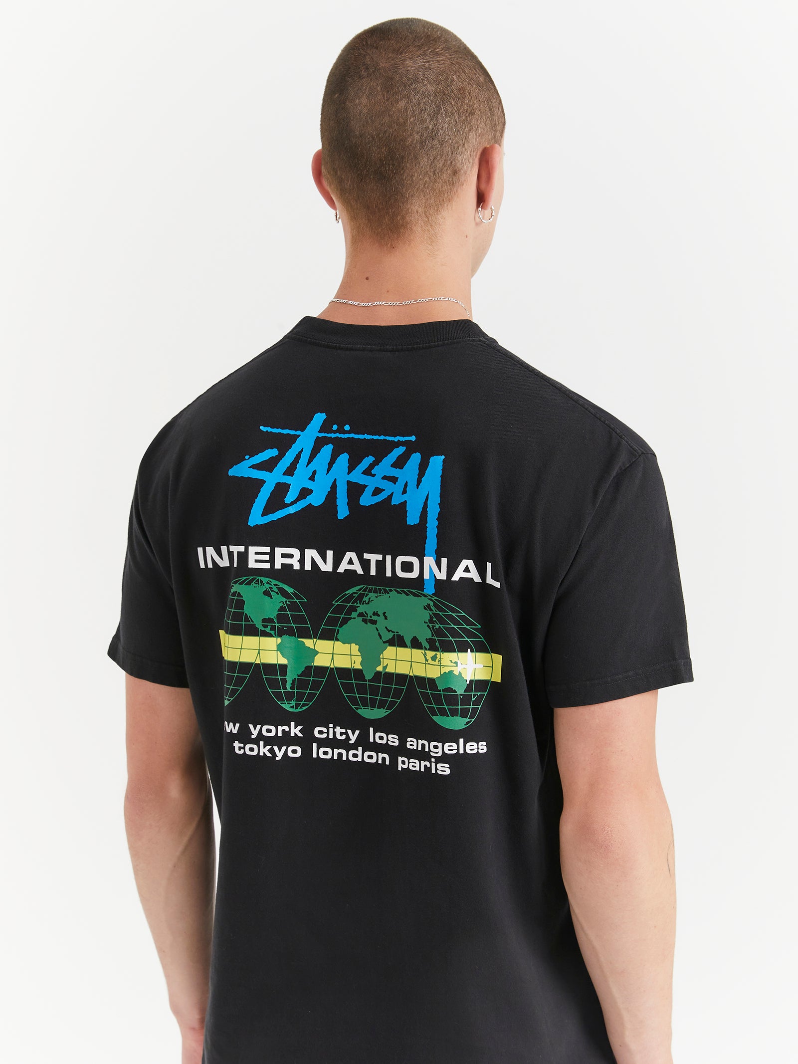 International Globe Heavyweight Short Sleeve T-Shirt in Pigment Washed Black