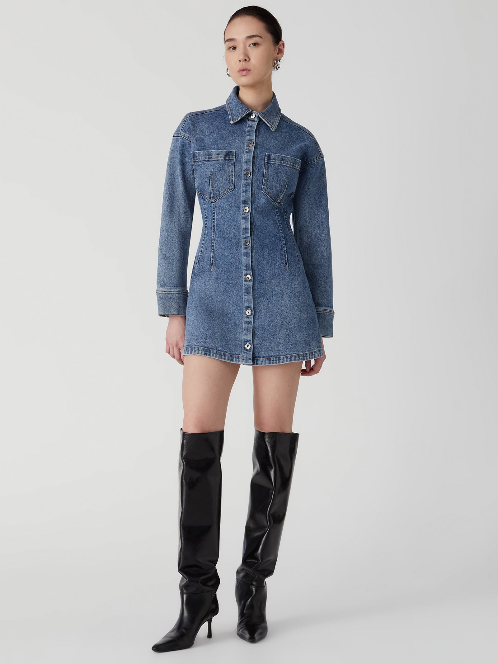 Javier Denim Dress in Night Shadow Indigo