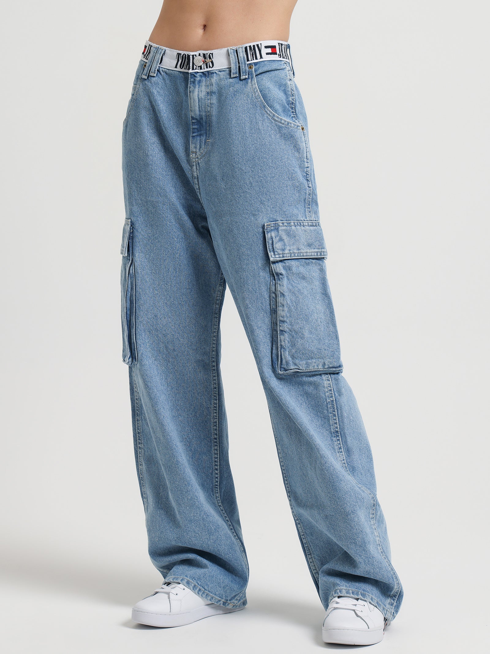 Archive Low Rise Baggy Cargo Jeans in Denim Light