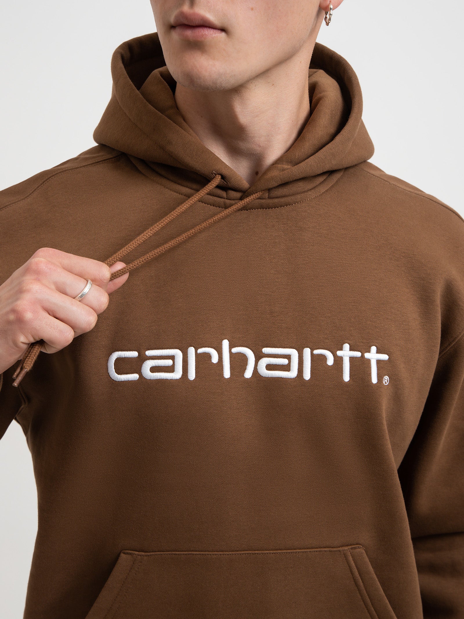 Hooded Carhartt Sweatshirt in Tamarind & White