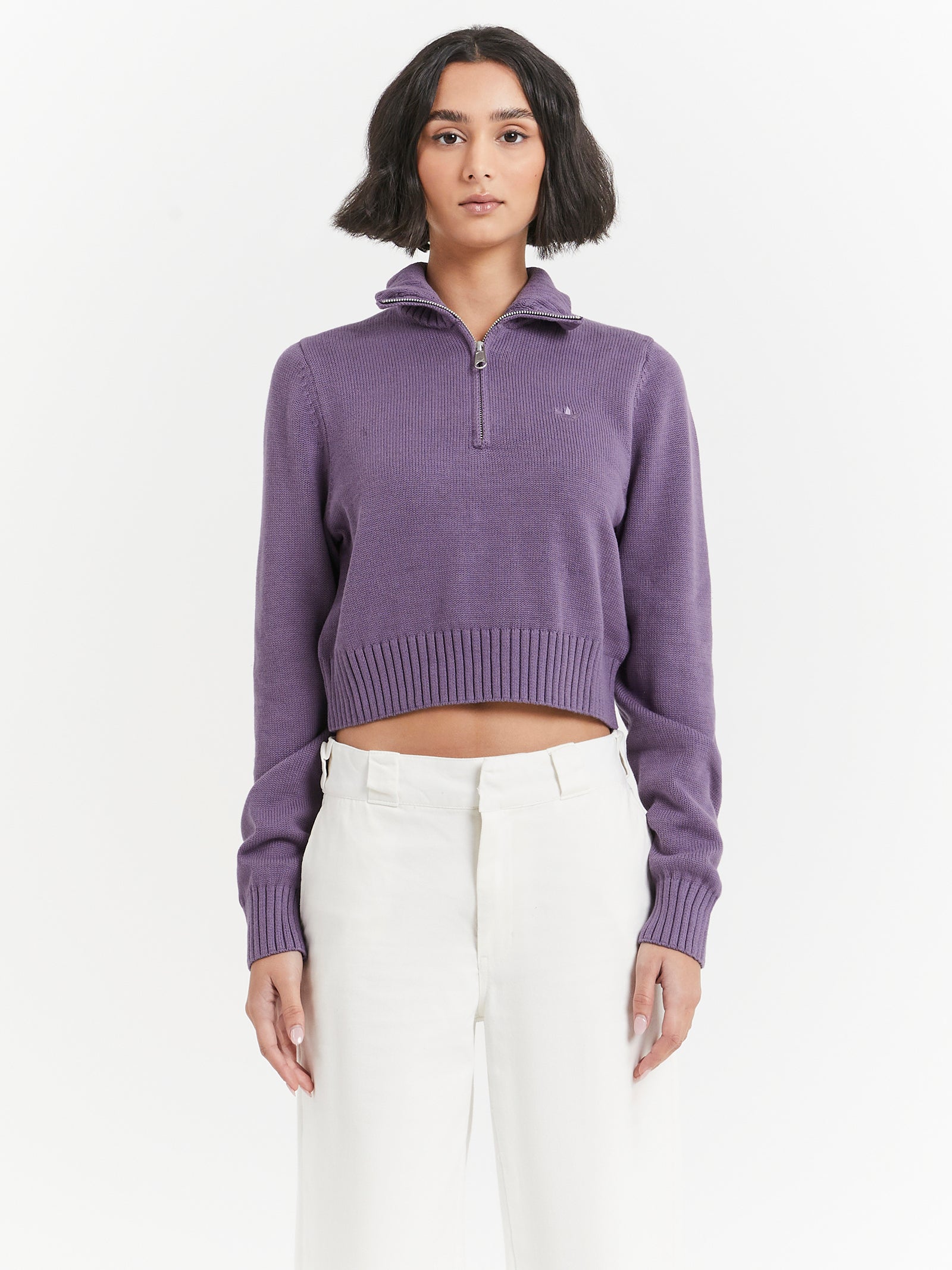 Knit Half Zip in Shadow Violet