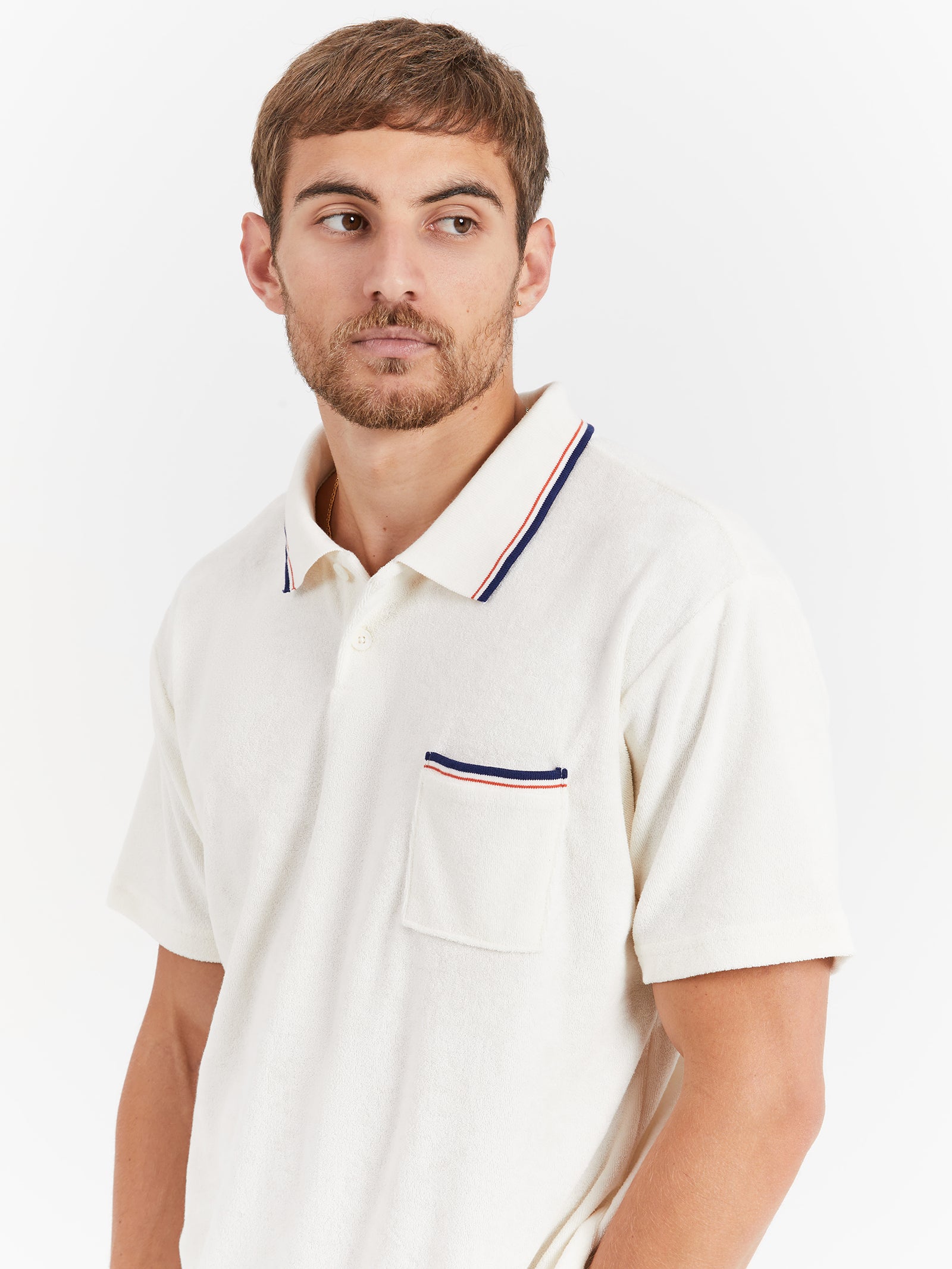 Gold Tab Walker Polo Shirt in in Egret