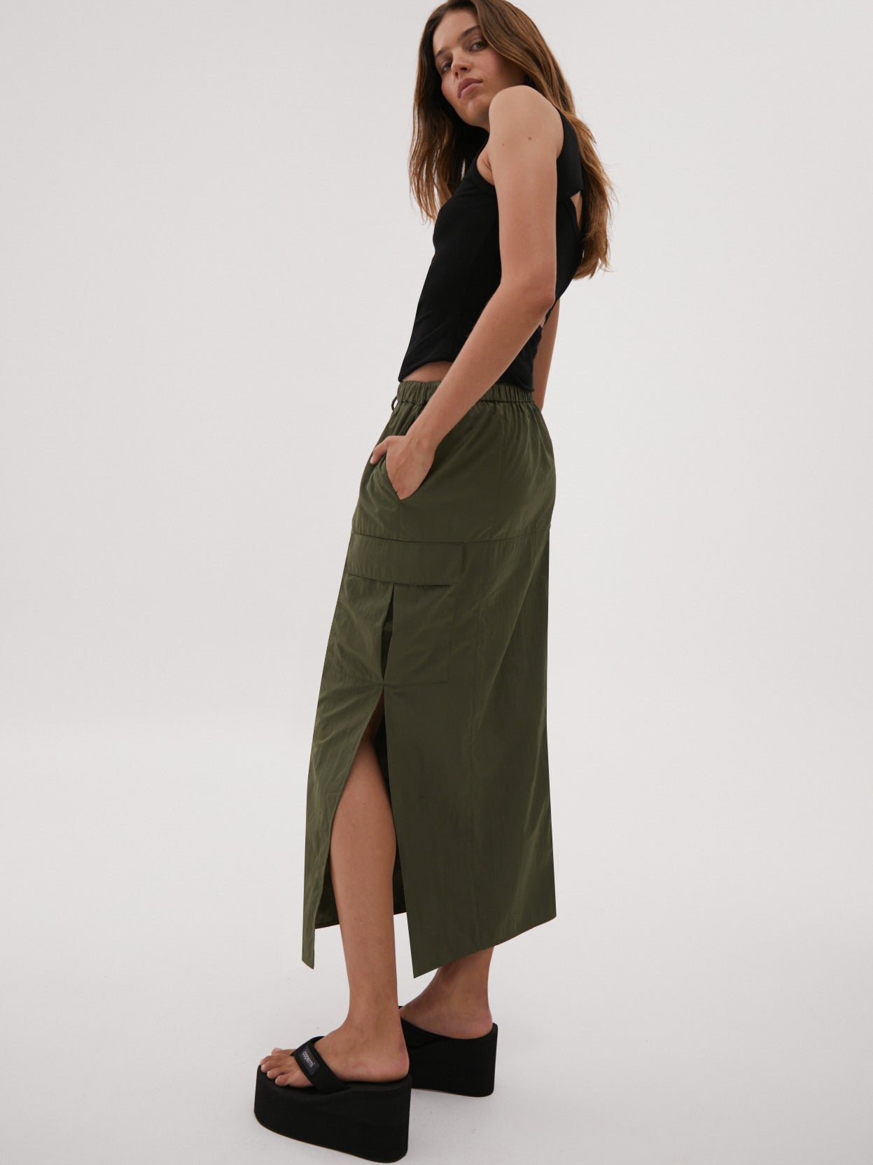 Jalen Midi Skirt in Green