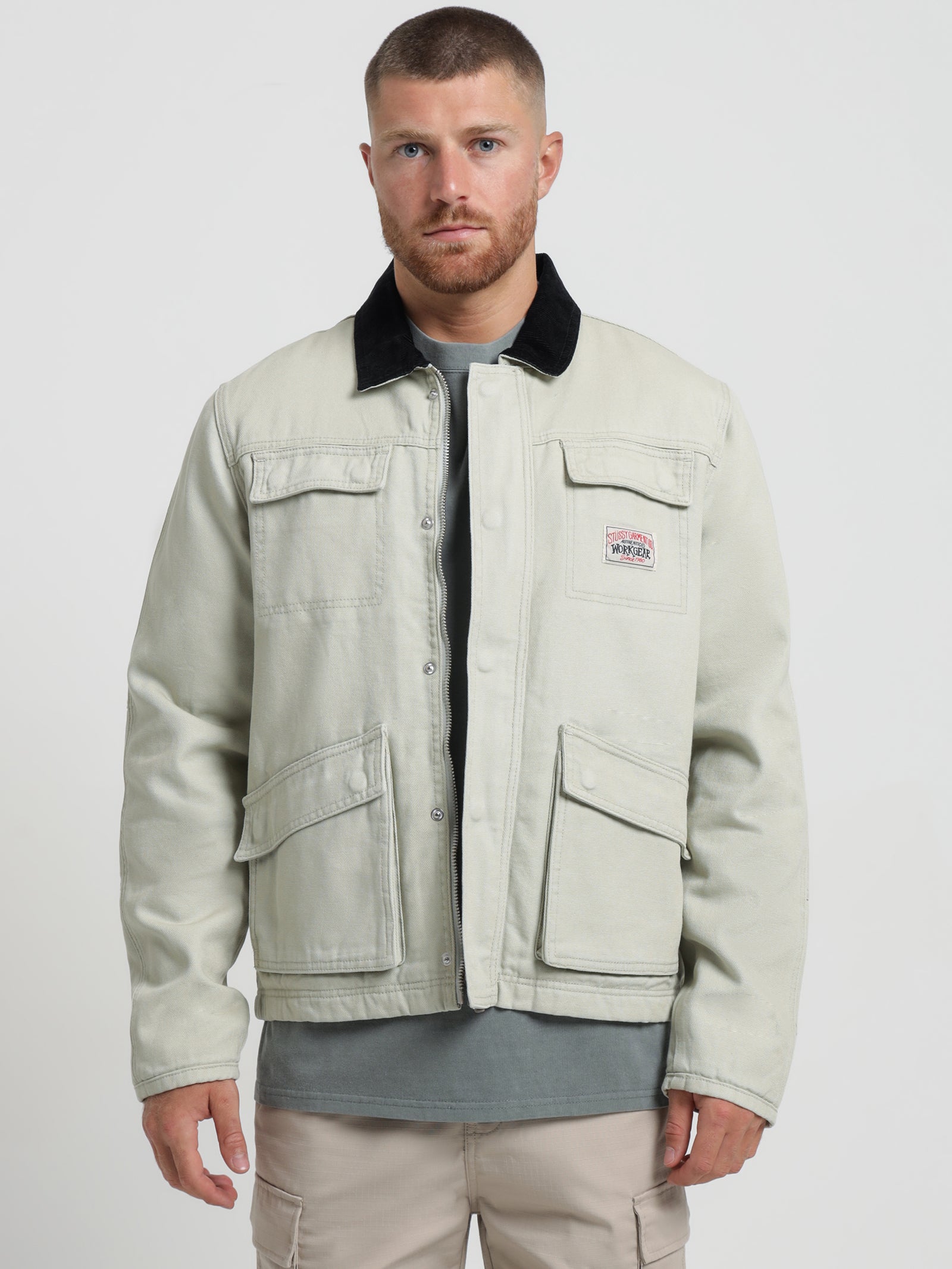 Washed Canvas OP Jacket in Bone