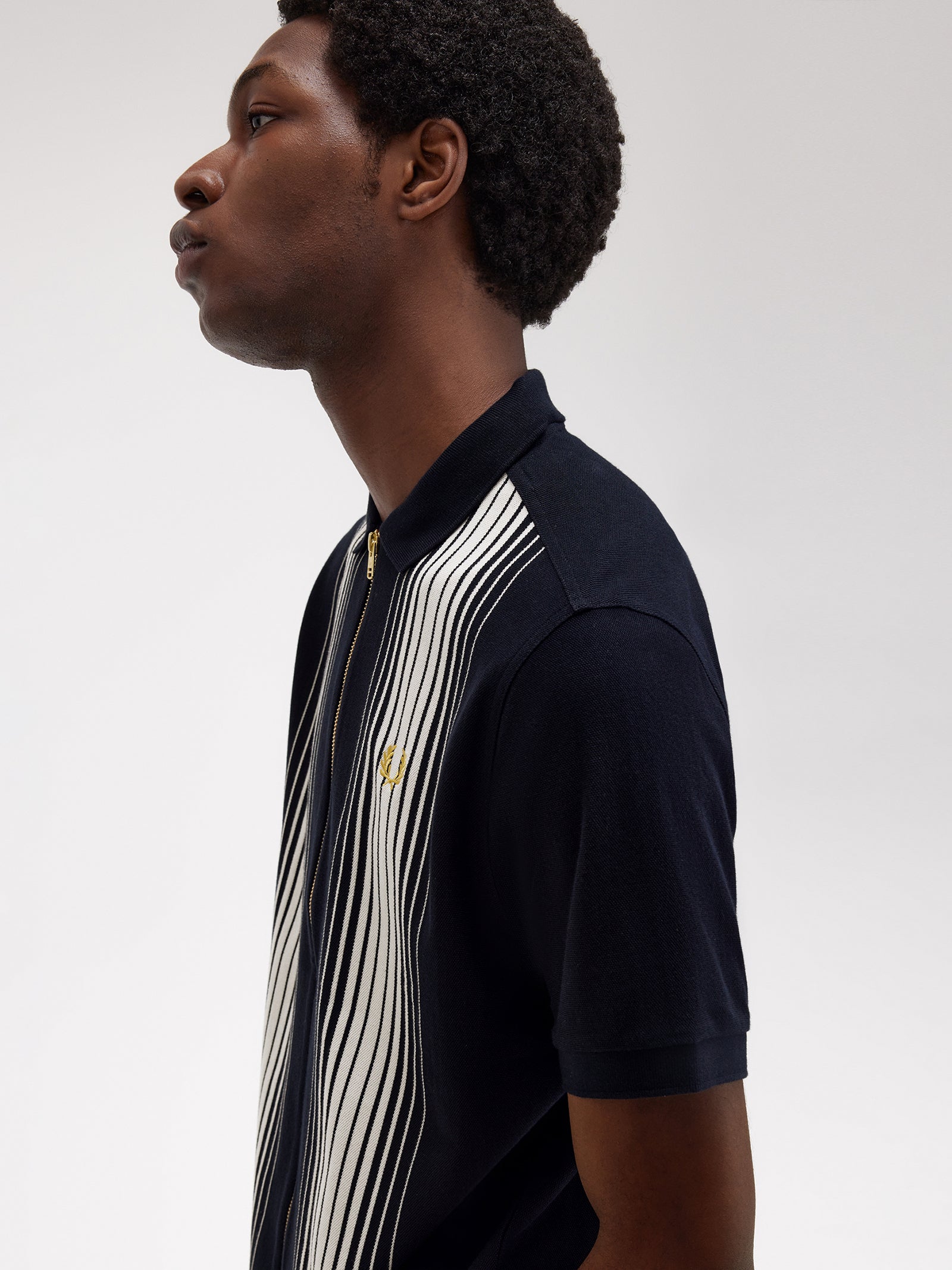 Ombre Stripe Zip Polo Shirt