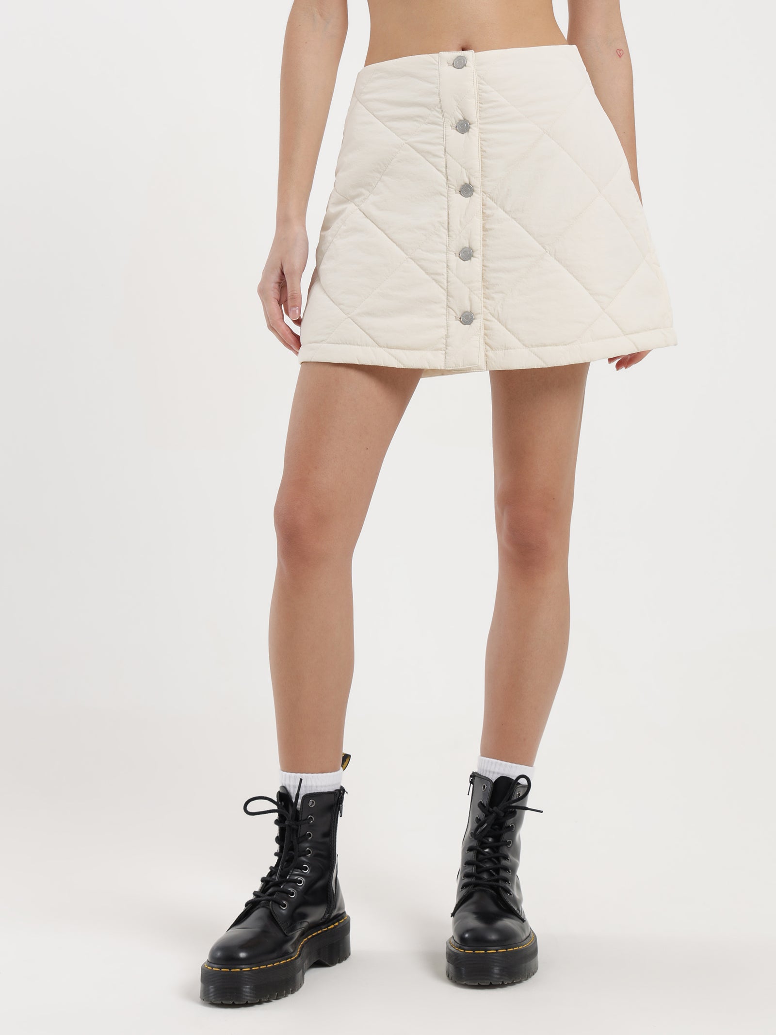 Zara Quilted Skirt in Off White