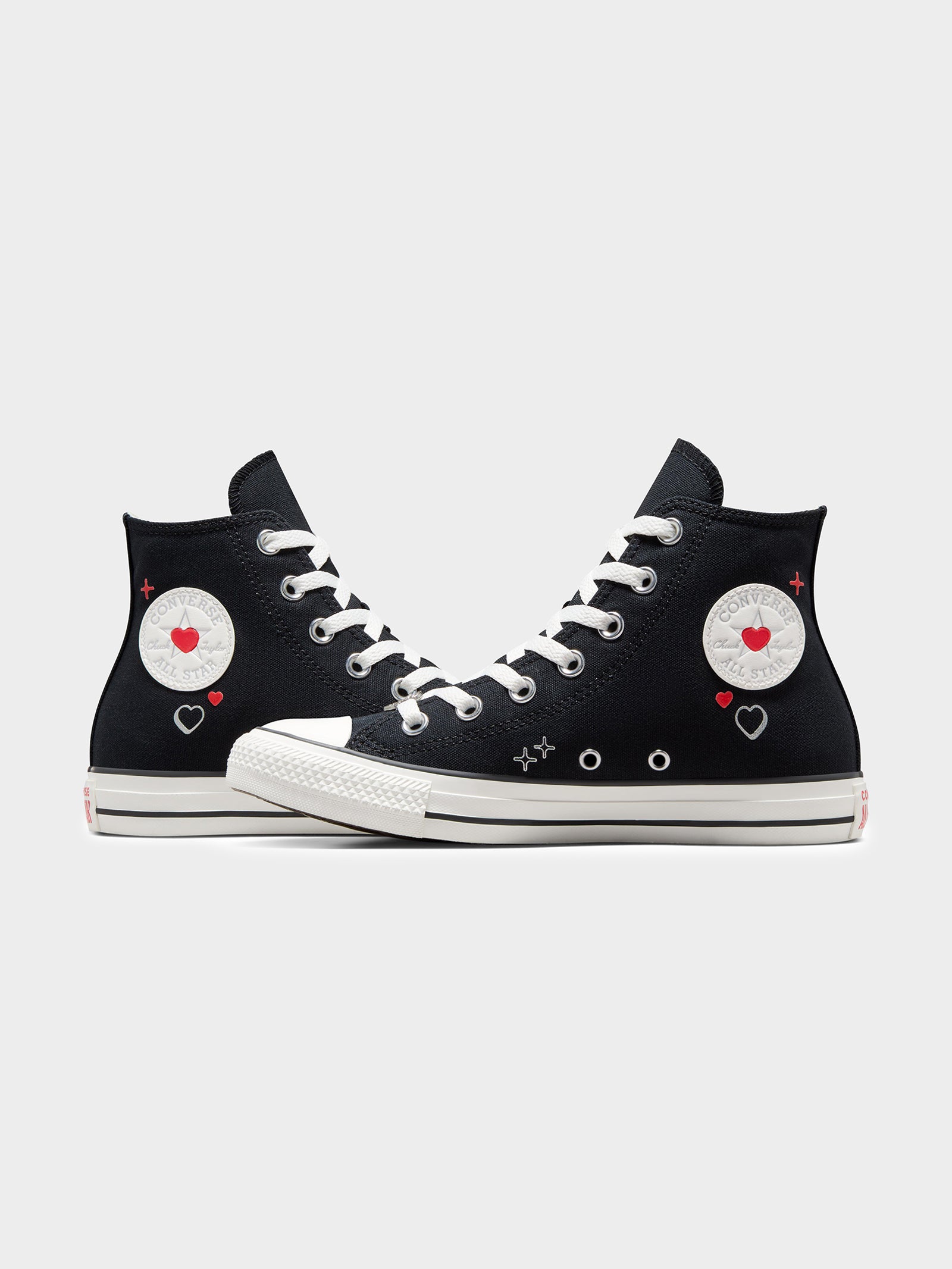 Womens Chuck Taylor All Star Y2K Heart High Top Sneakers in Black