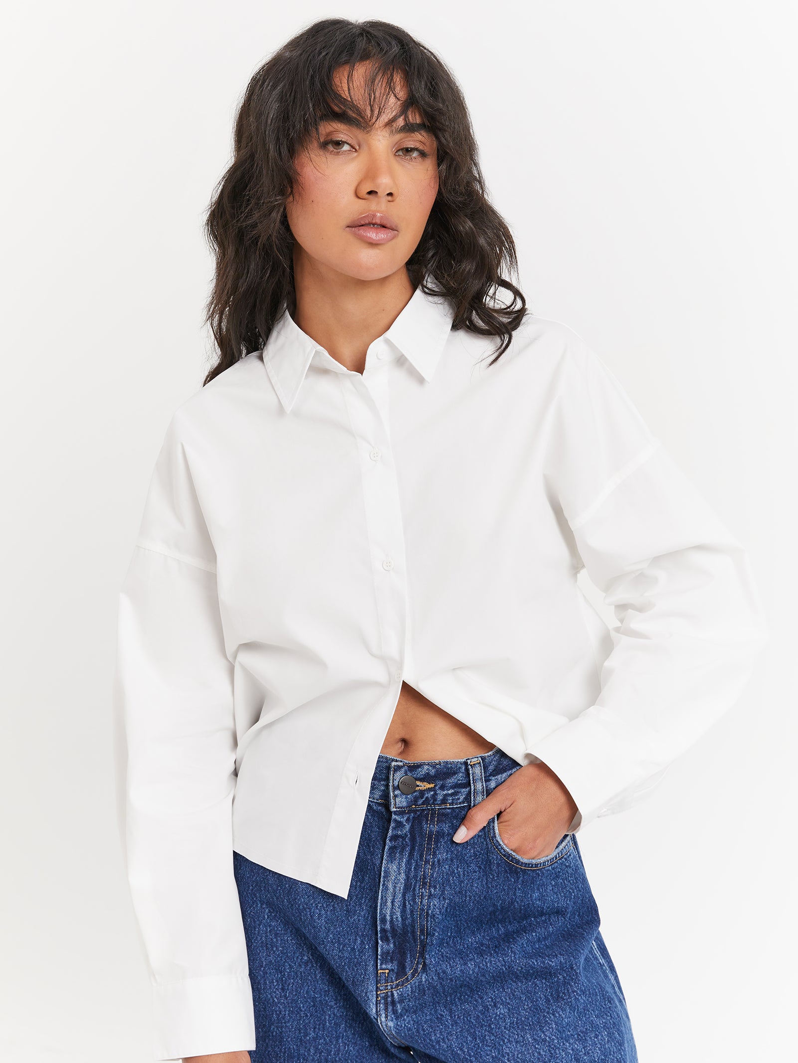 Lukea Cropped Shirt in Off White