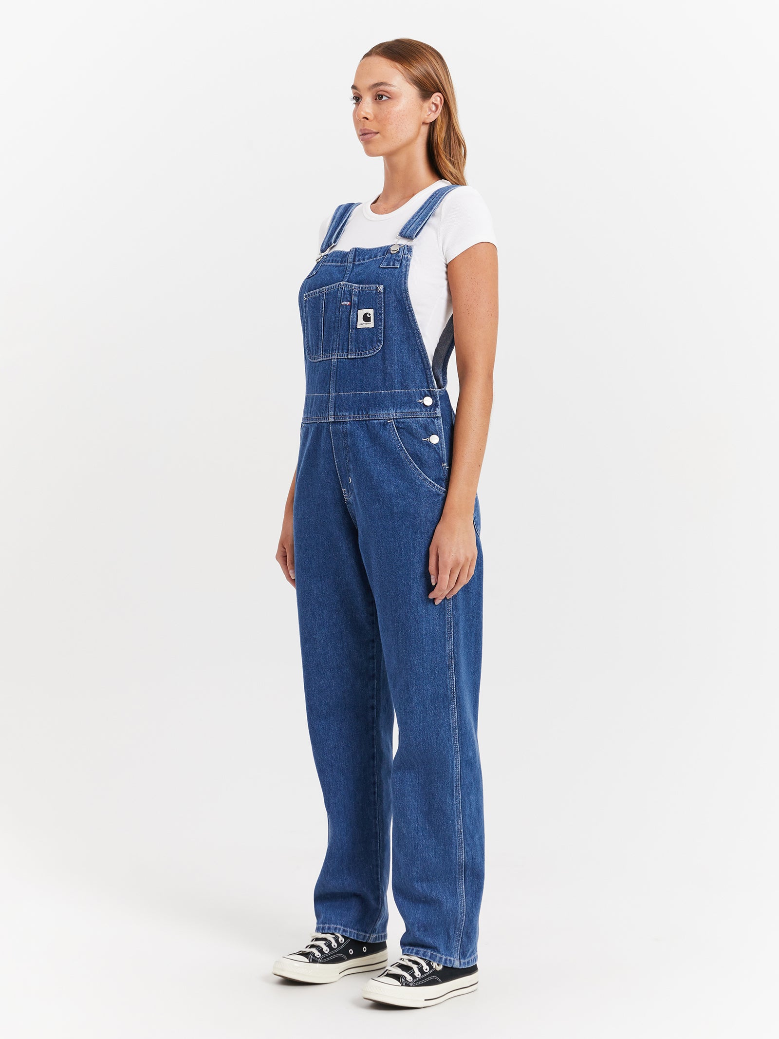 Bib Straight-Leg Overalls in Blue