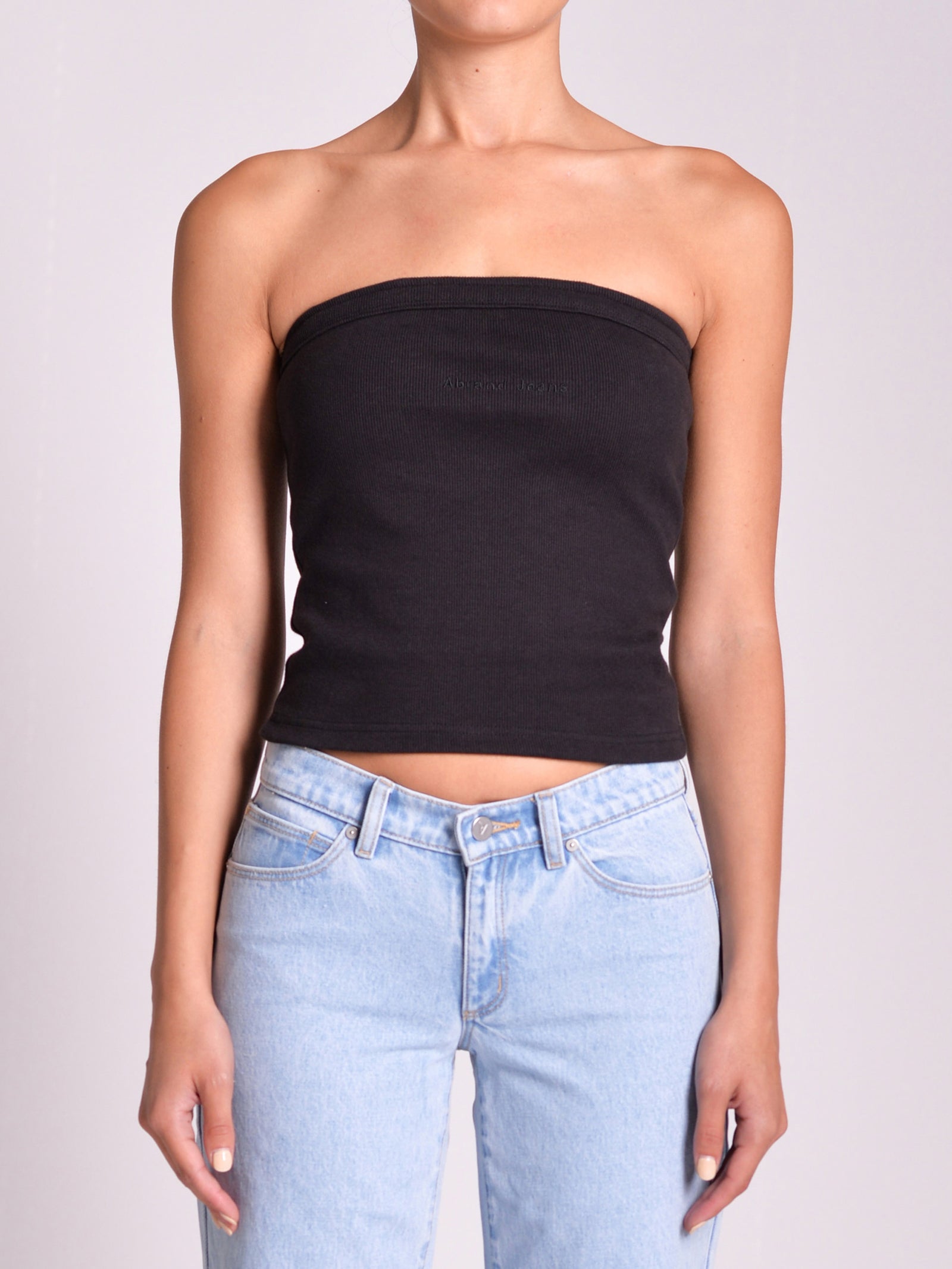 Heather Long Line Beandeau in Black