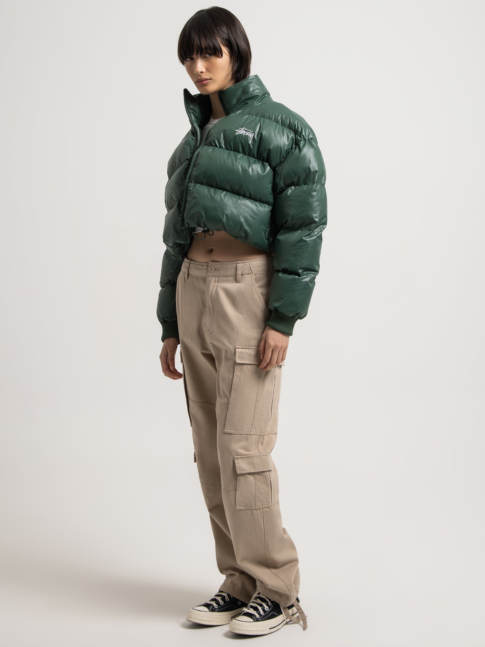 Stock Crop Puffer Jacket in Fern Green