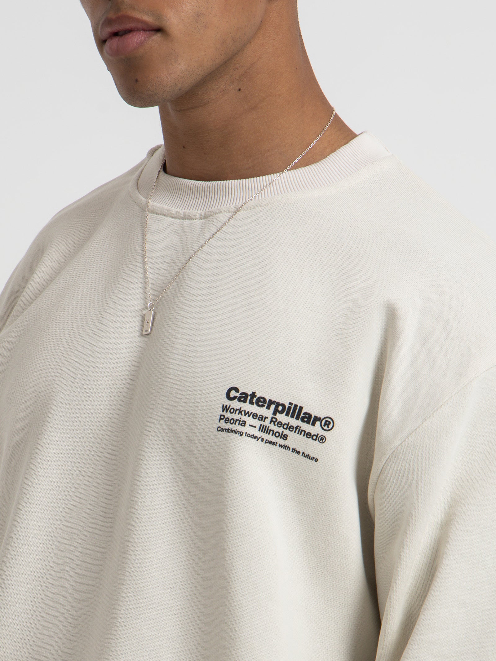 Workwear Insert Crew Neck in Bone White