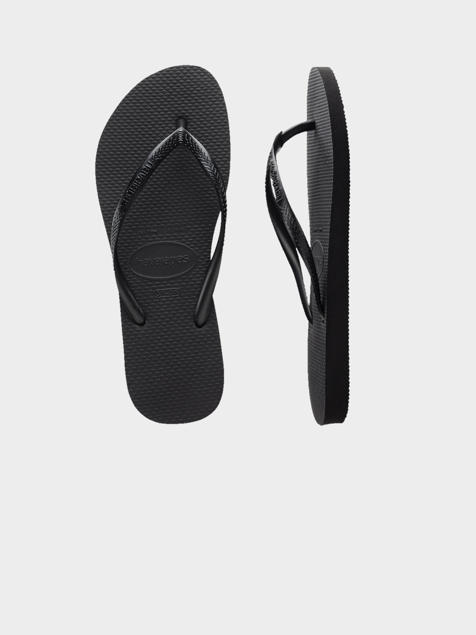 Unisex Slim Basic Thongs in Black