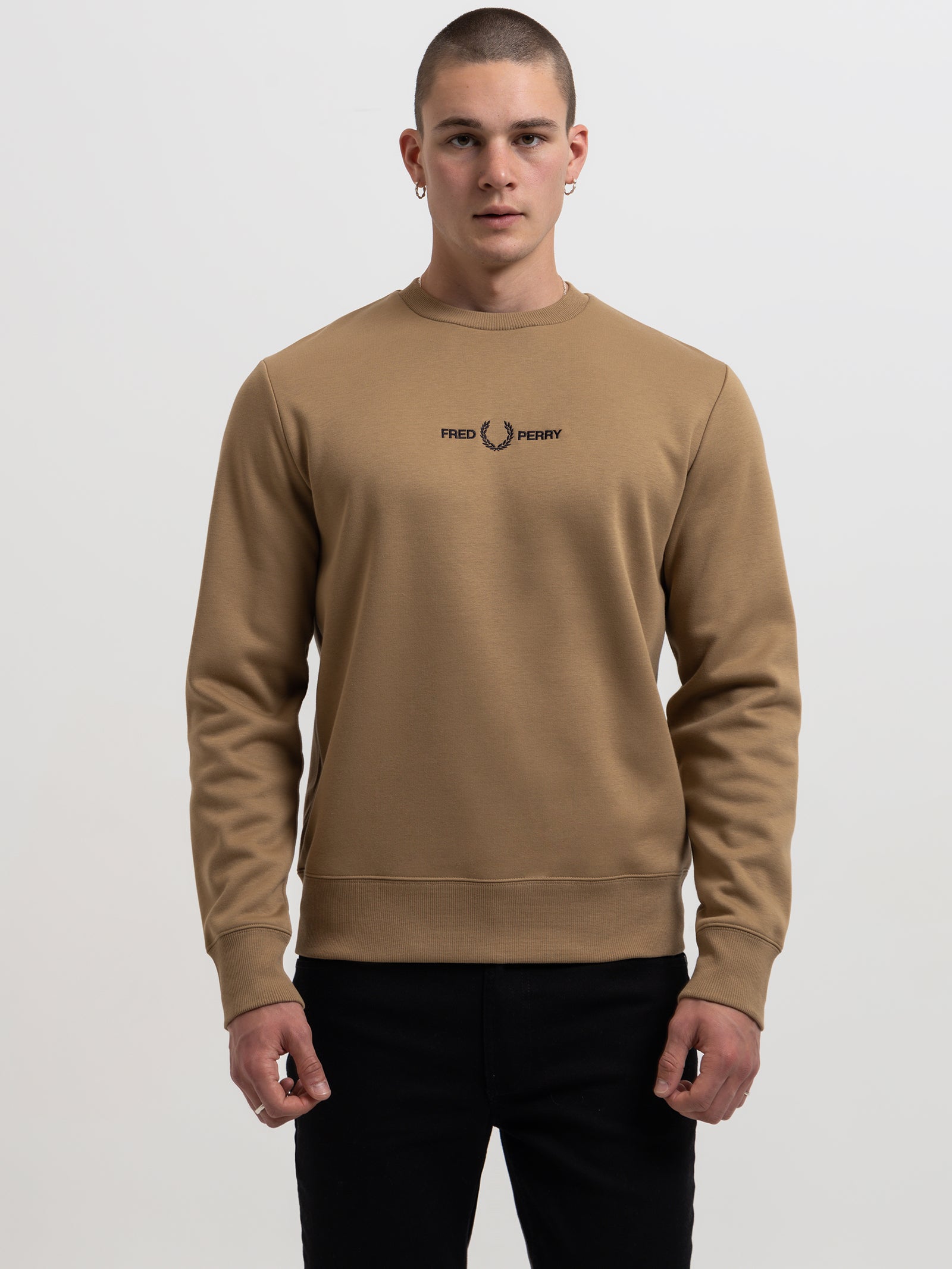 Embroidered Sweatshirt in Warm Stone