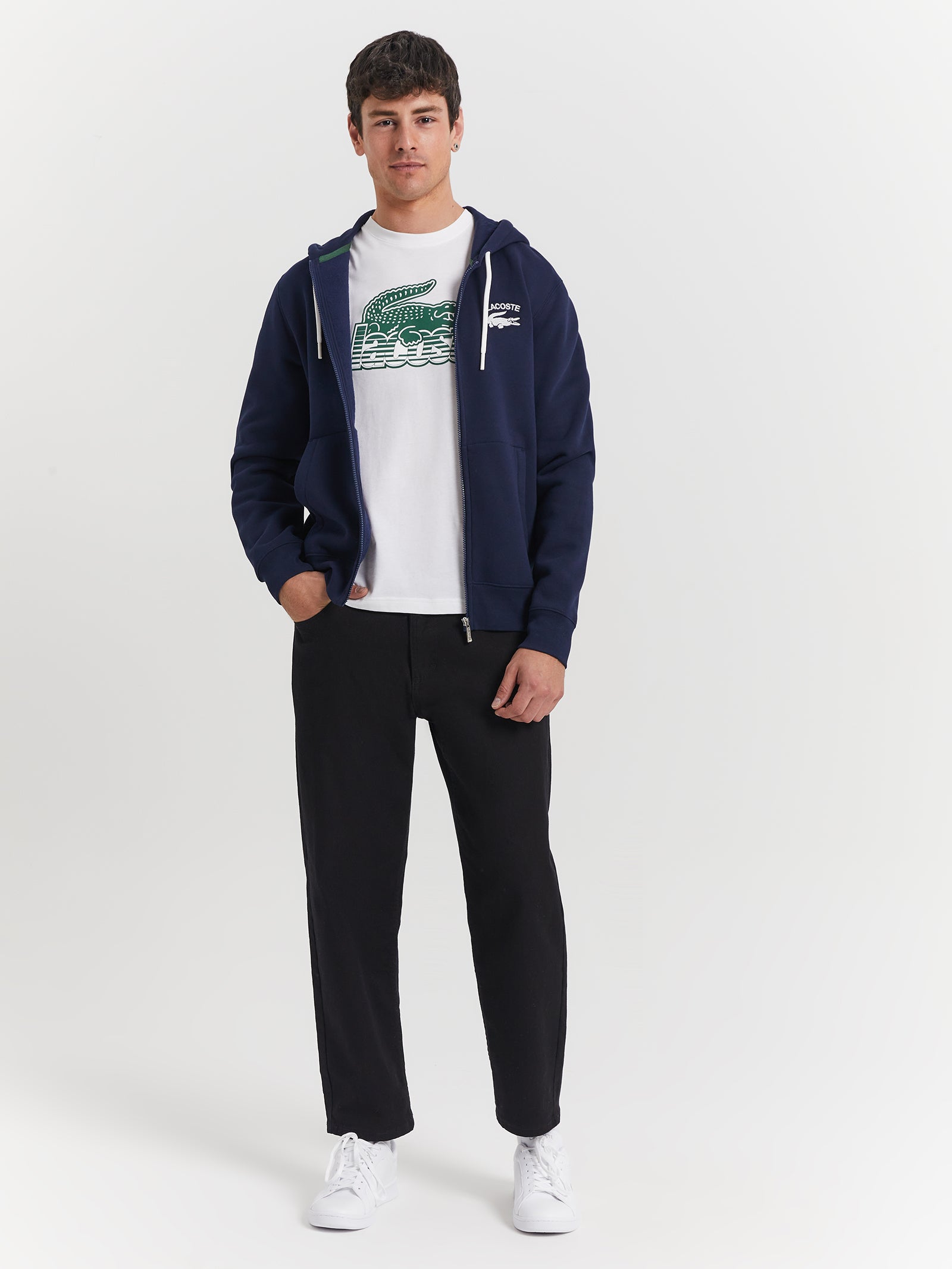 Soft Branding Zip Front Sweat in Navy