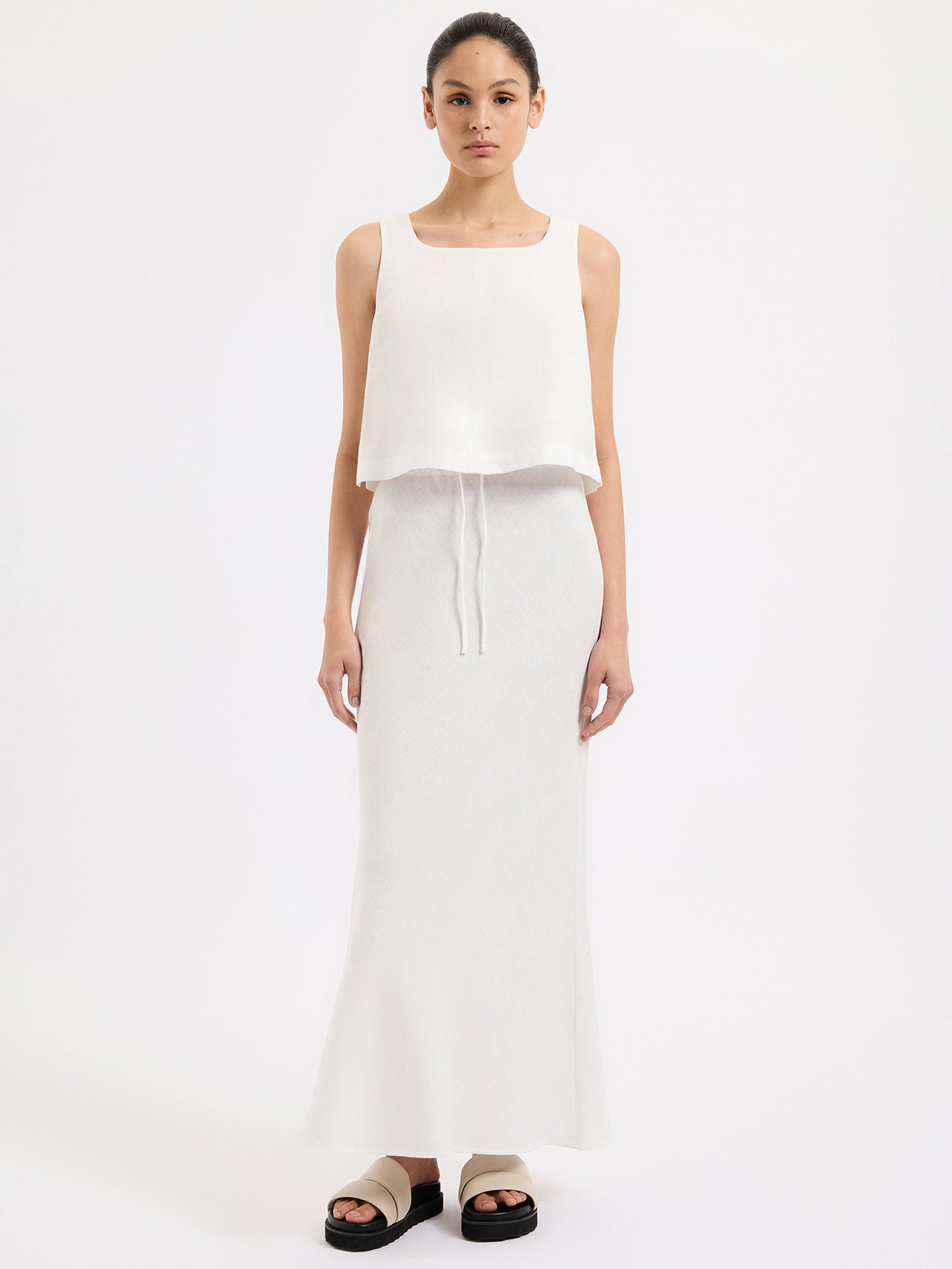 Amani Linen Skirt in White