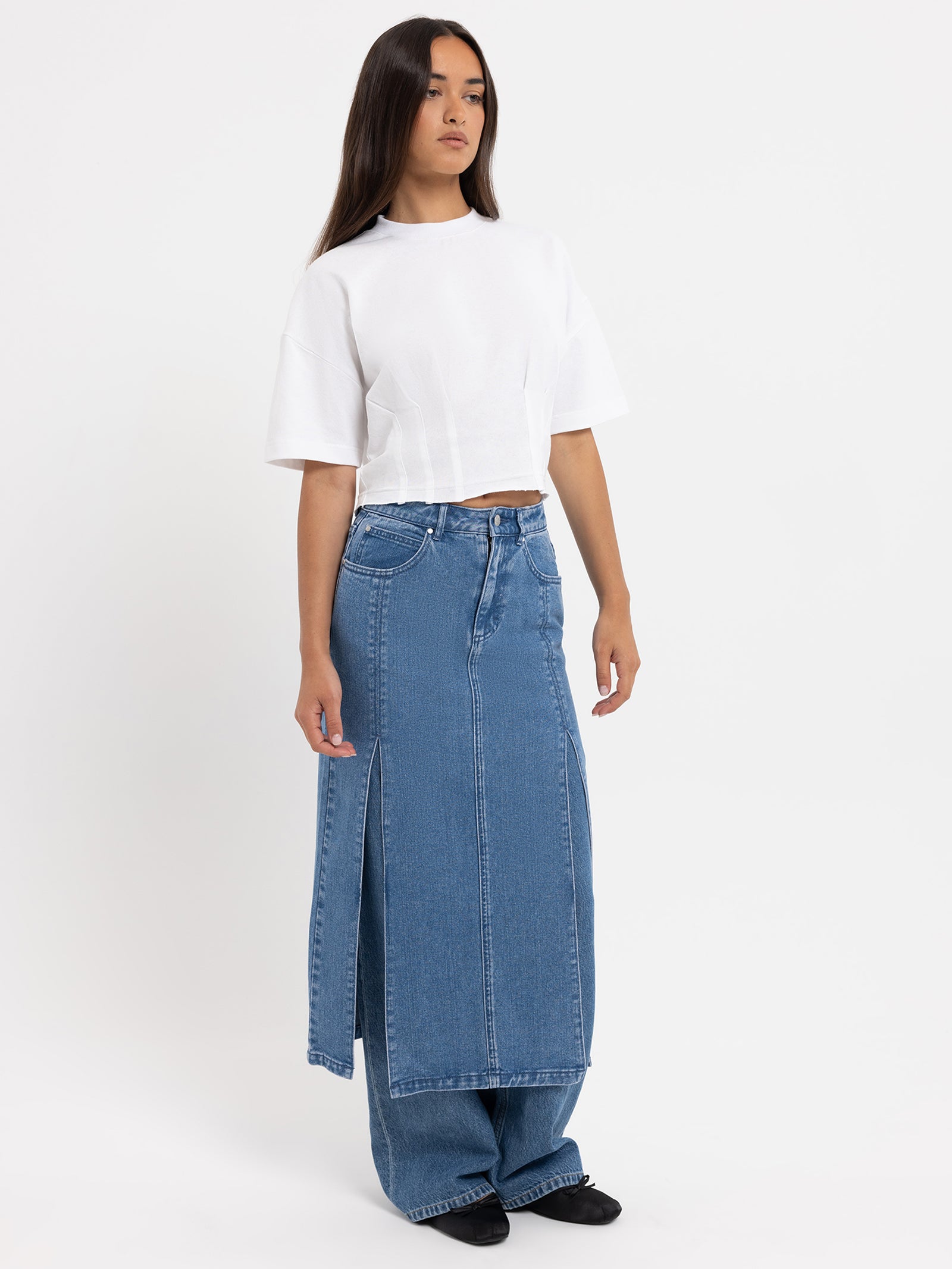 Maeve Midi Denim Skirt