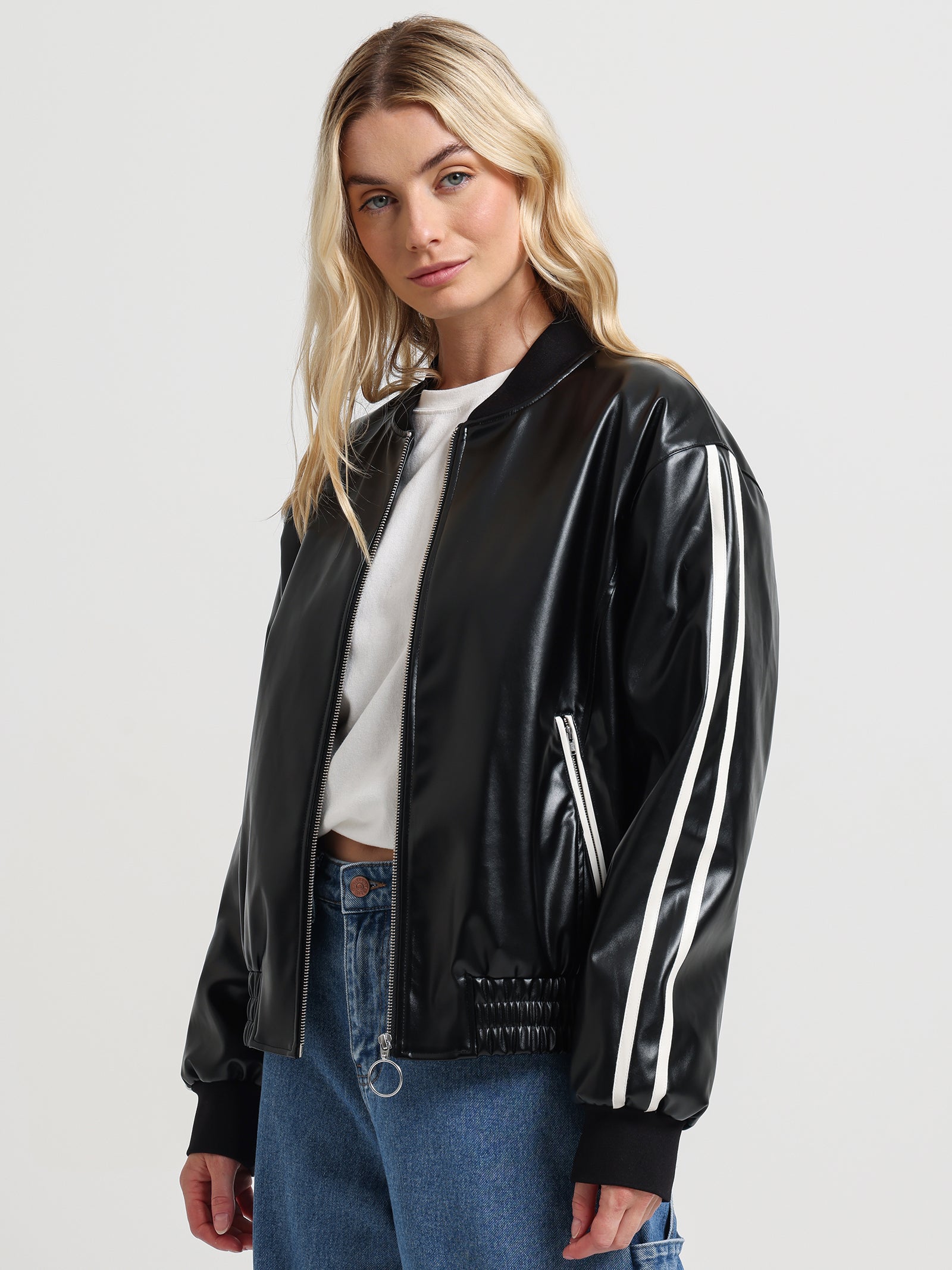 Roslyn Bomber Jacket in Black & White