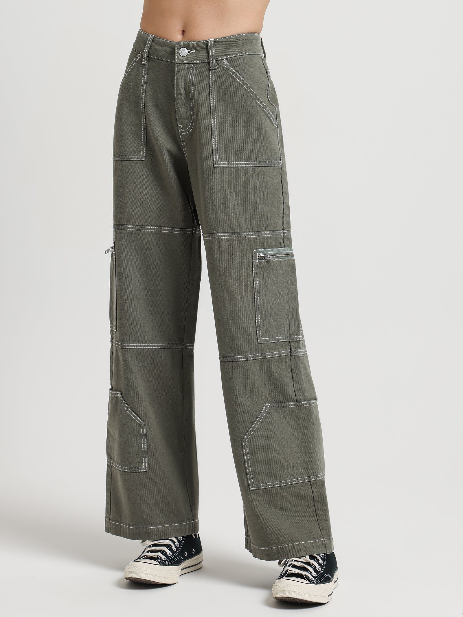 Delphine Low Rise Cargo Pants in Pewter