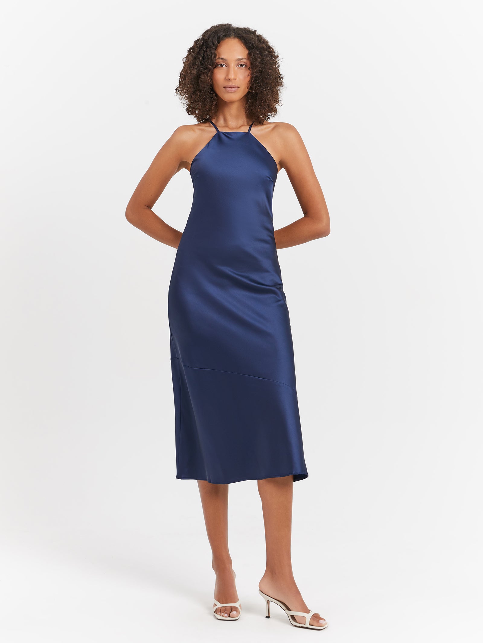 Makala Tie Back Midi Dress in Royale Blue