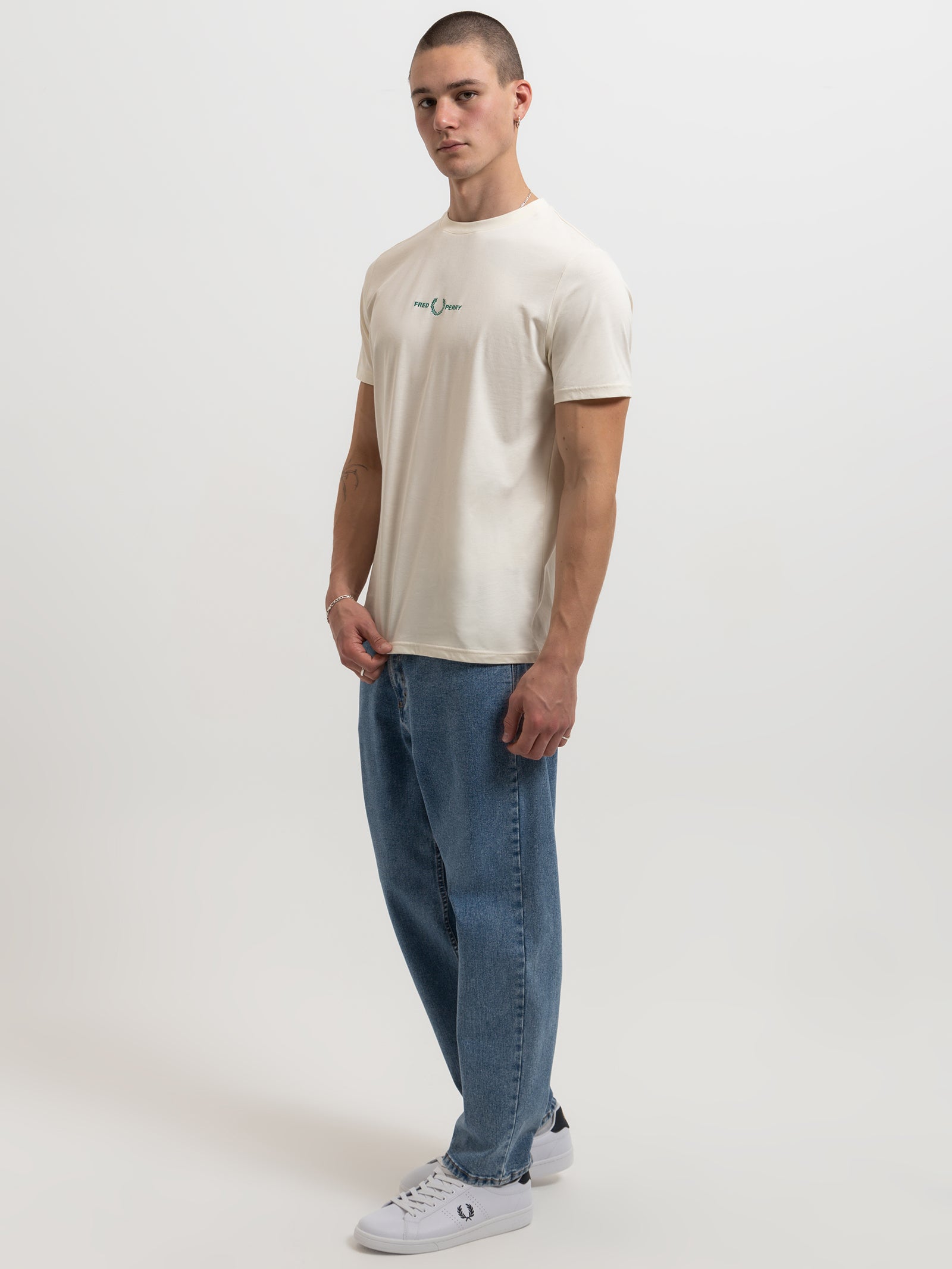 Embroidered T-Shirt in Ecru