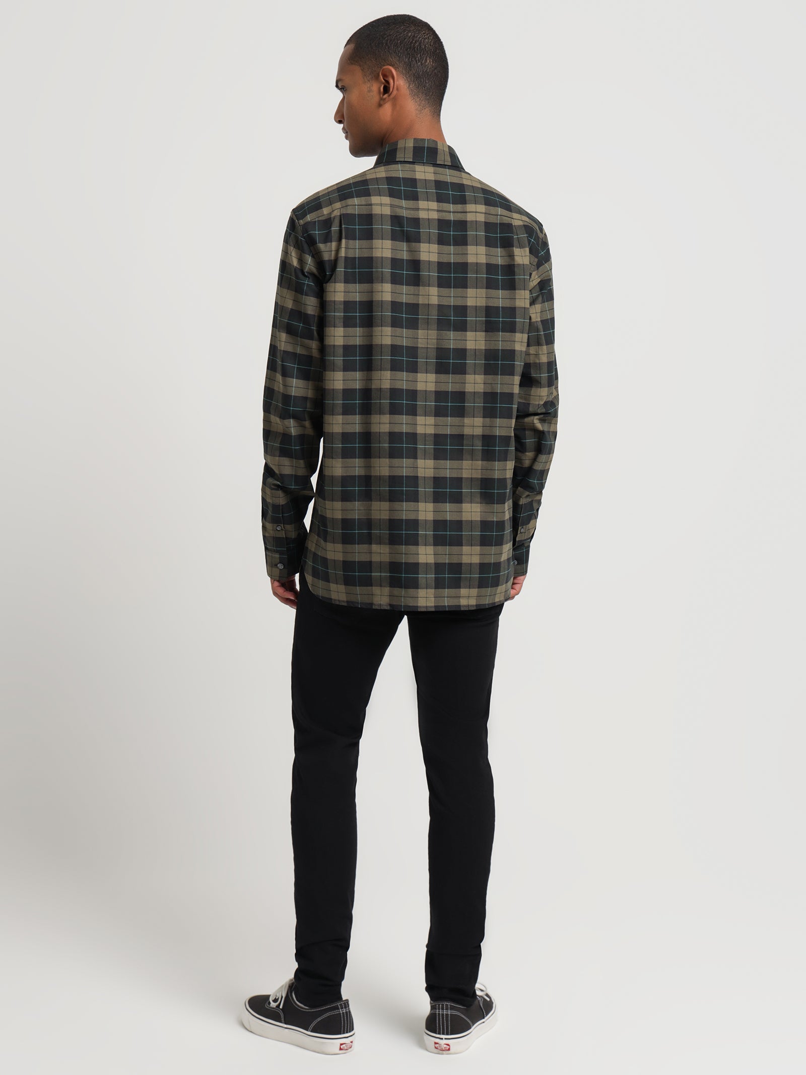 Tartan Long Sleeve Oxford Shirt in Green