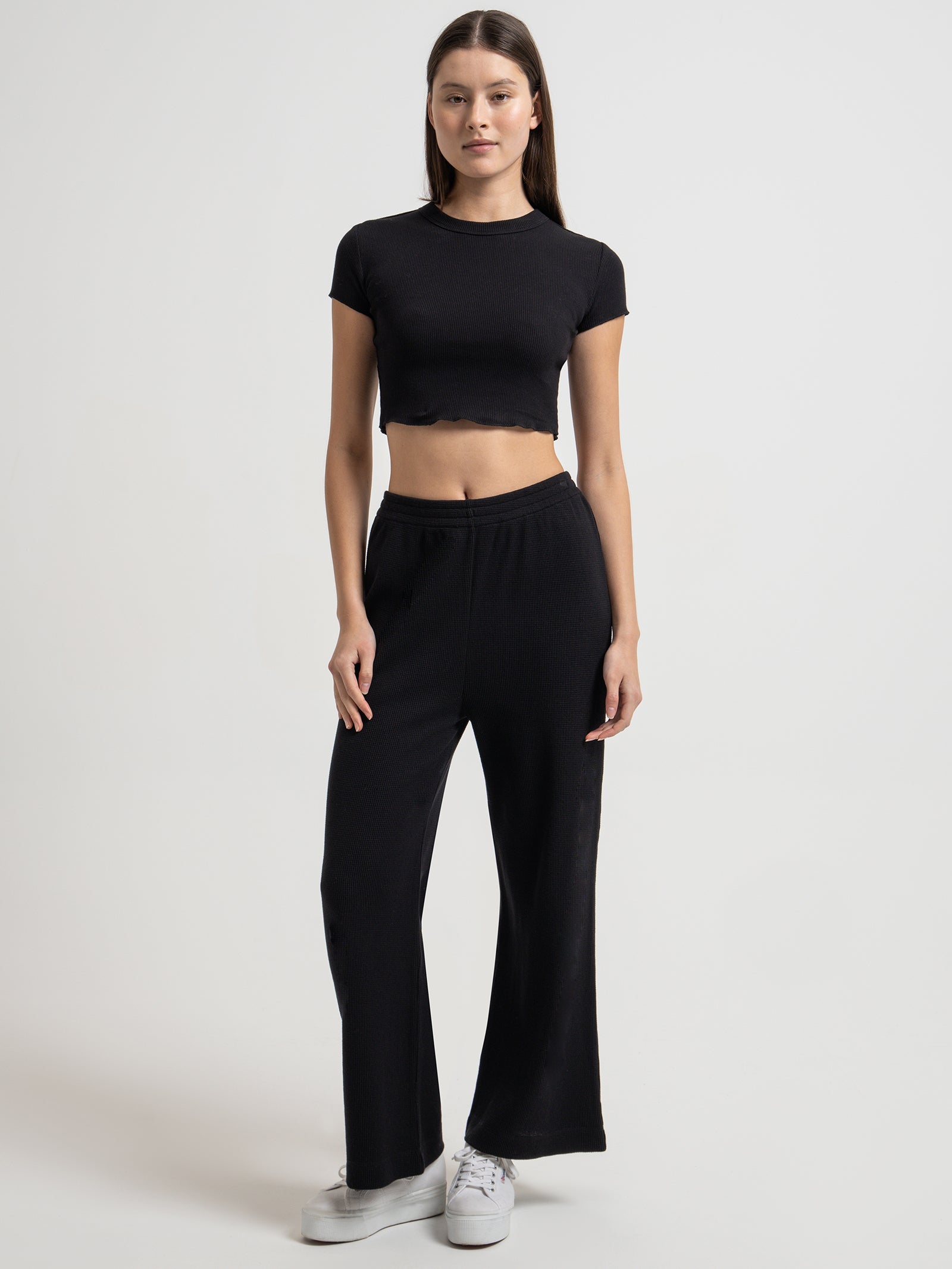 Kin Waffle Culottes in Black