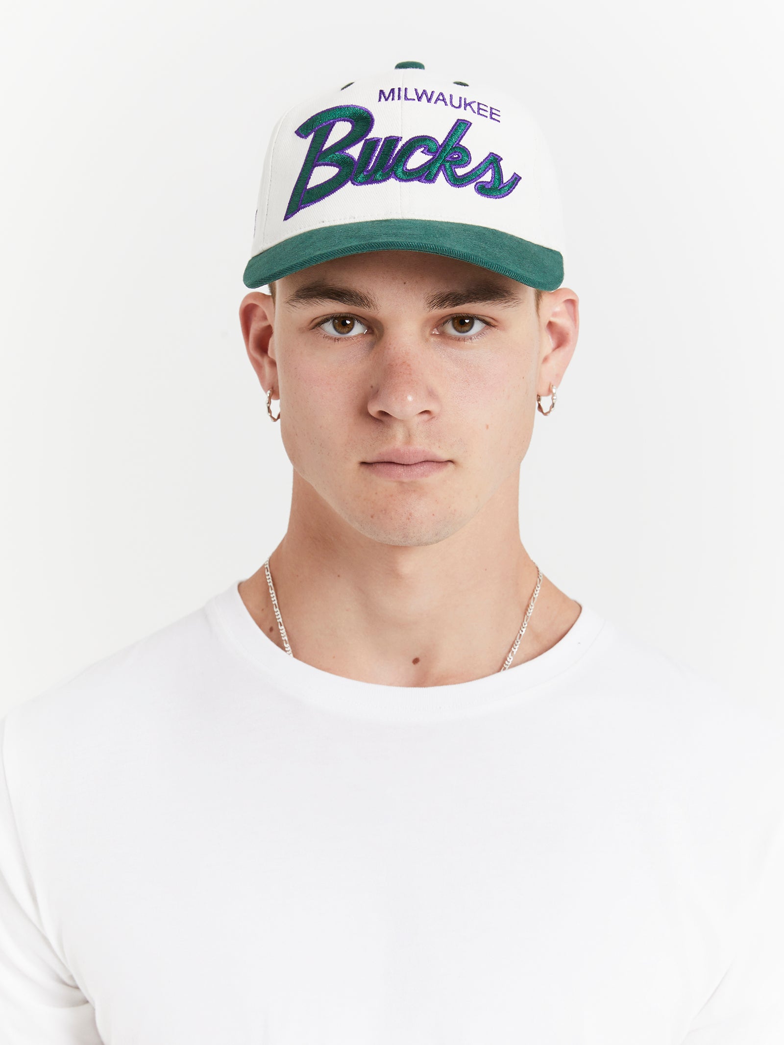 Team Script Deadstock Snapback in White & Green