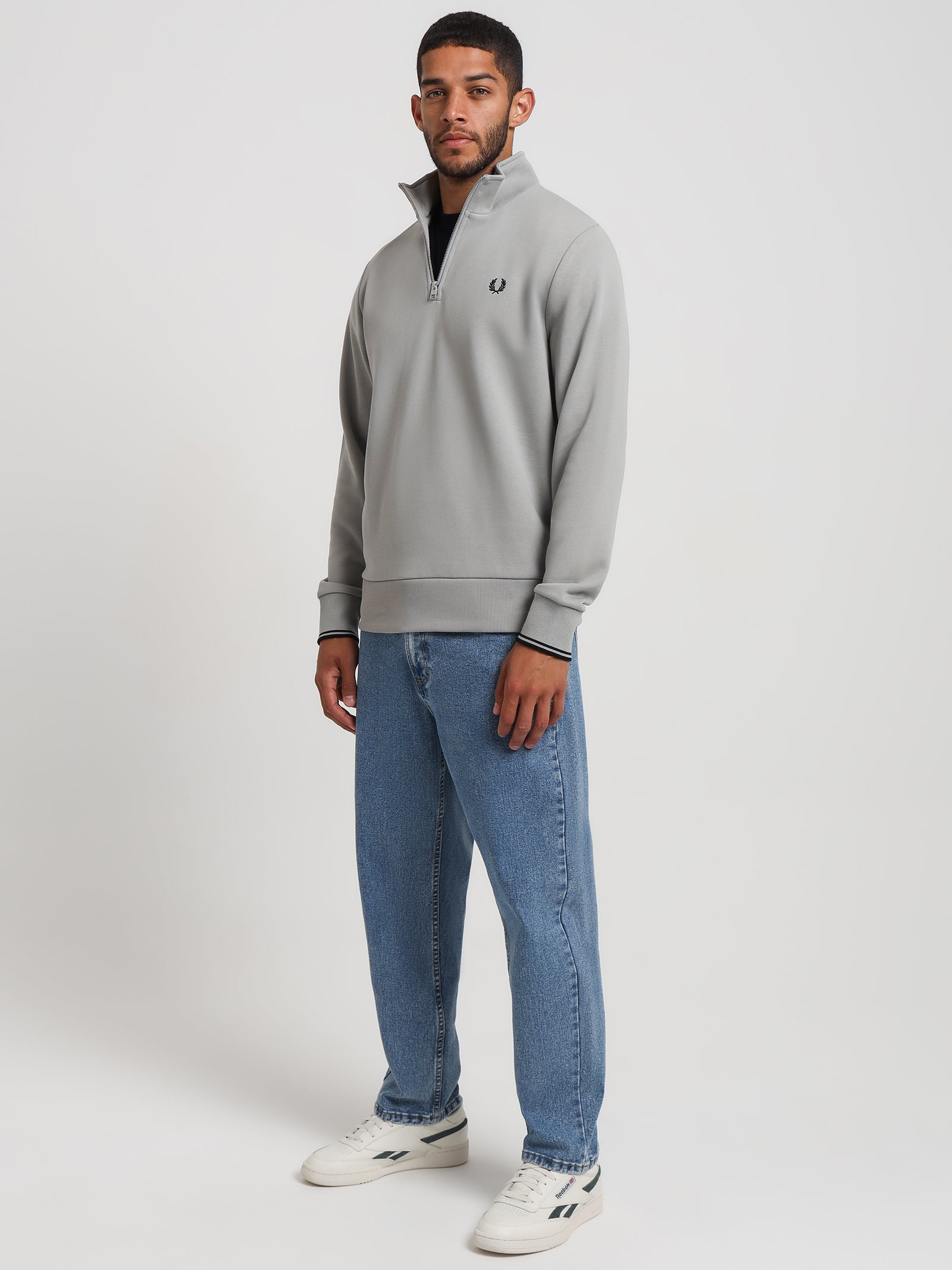 Half Zip Sweatshirt in Limestone Grey