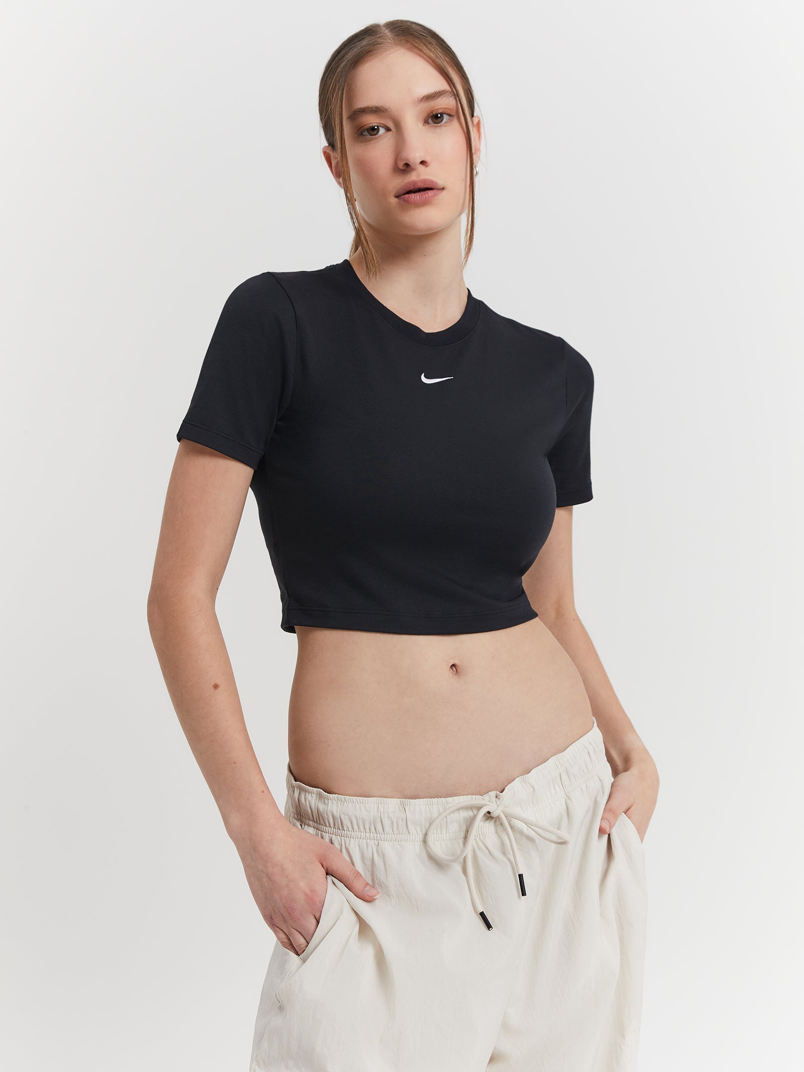 Slim Fit Crop T-Shirt in Black & White