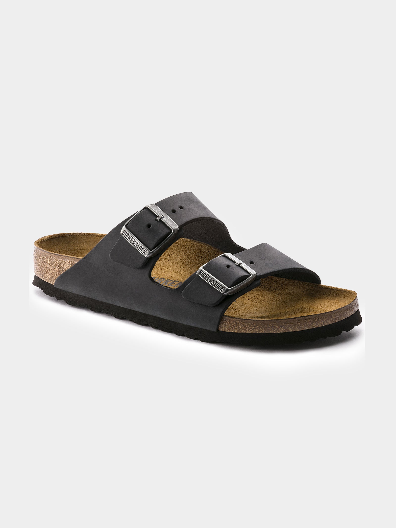 Unisex Arizona Oiled Leather Sandals in Black