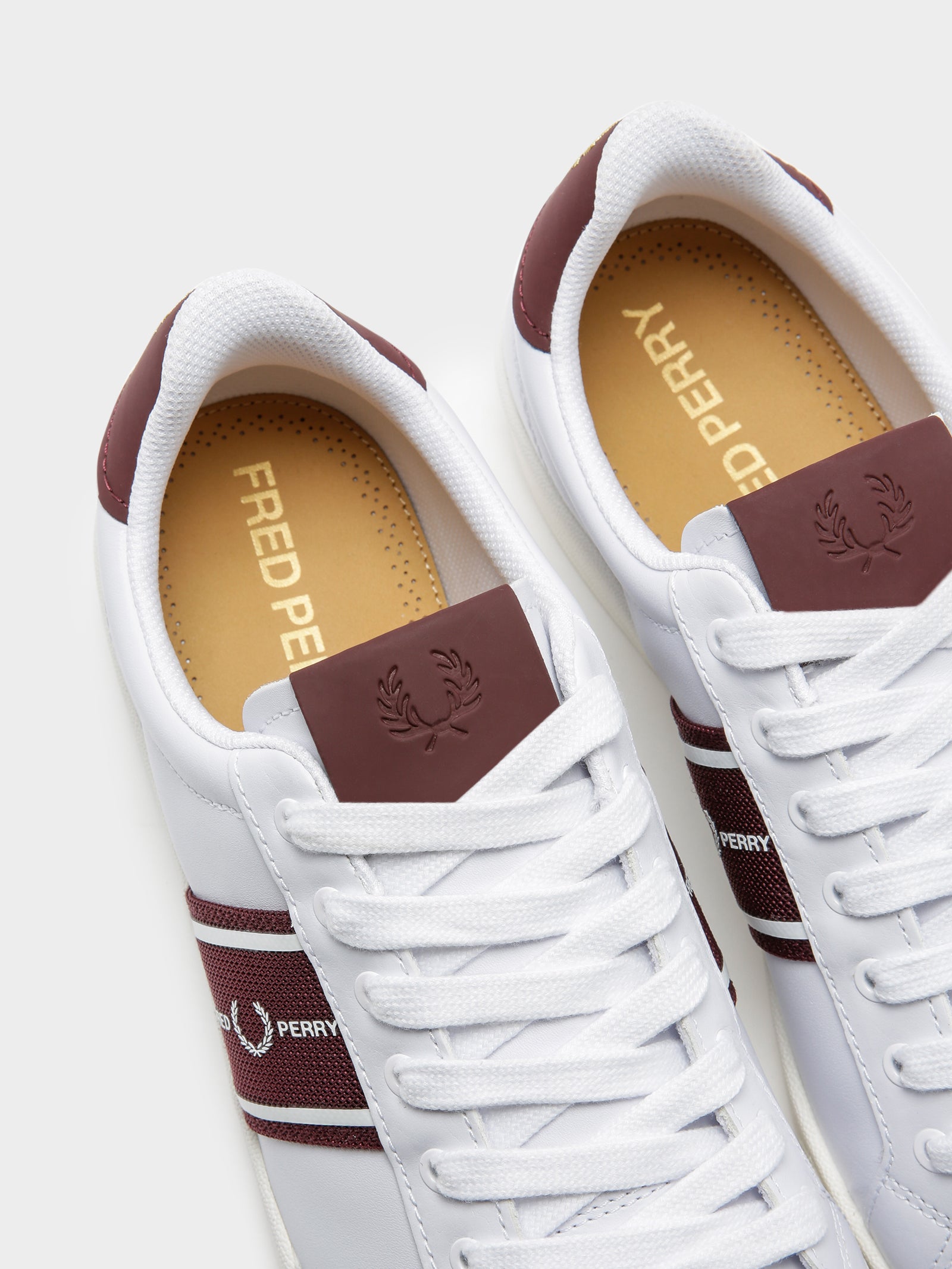 Mens B721 Leather Sneakers in White & Oxblood