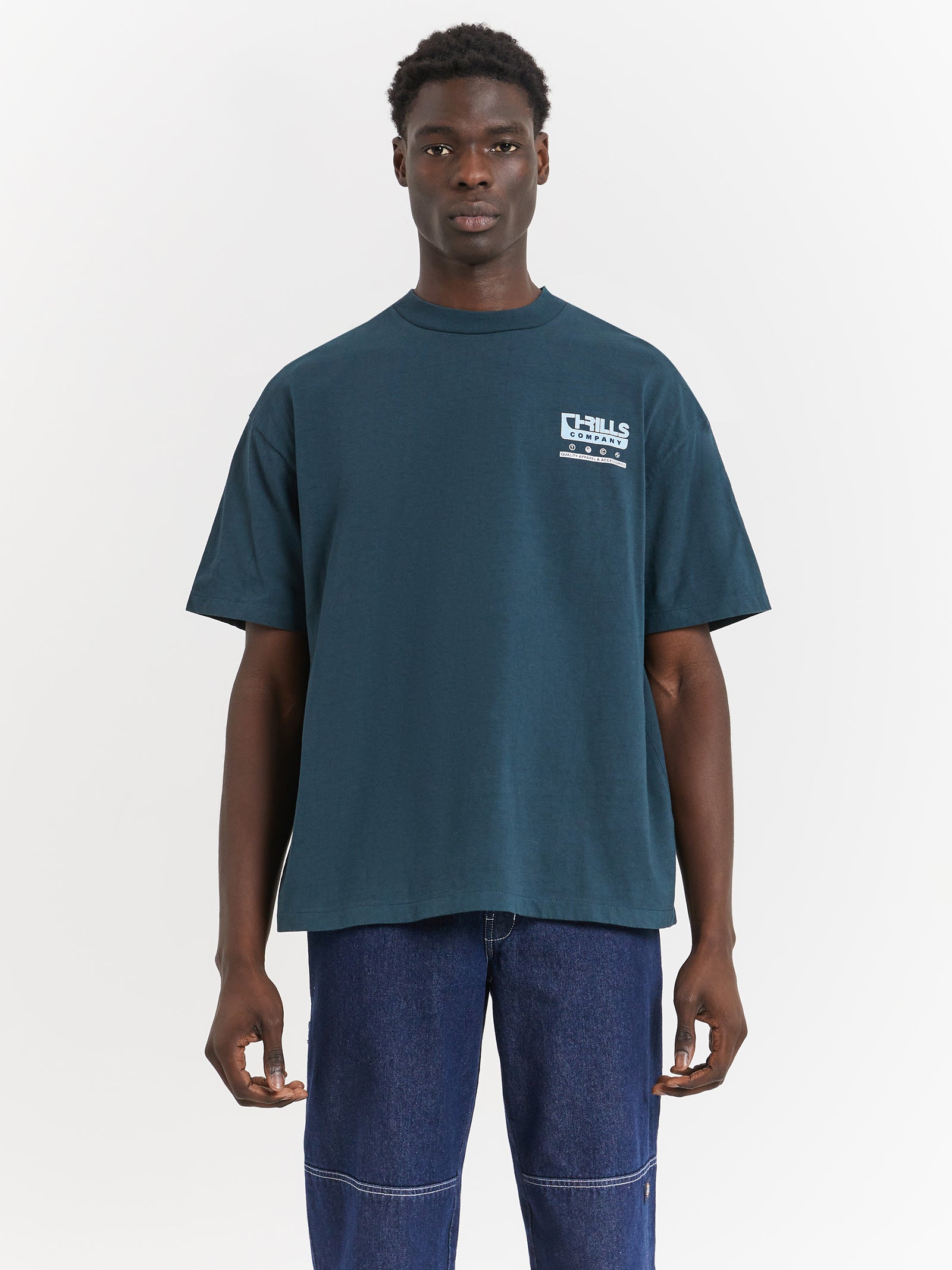 Services Box Fit Oversize T-Shirt in Jasper Green