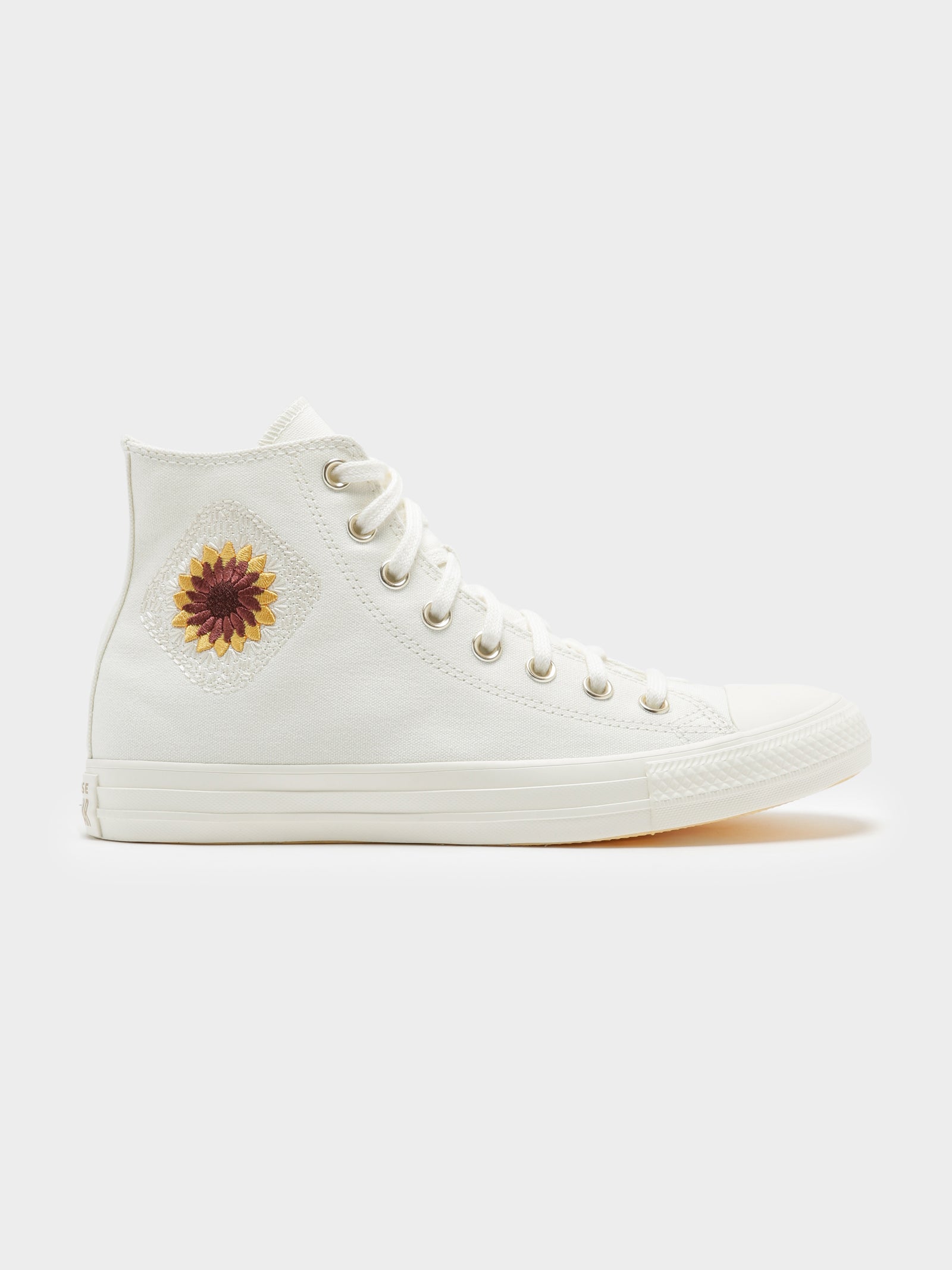 Womens Chuck Taylor Festival Florals High Top Sneakers in Egret & Light Gold