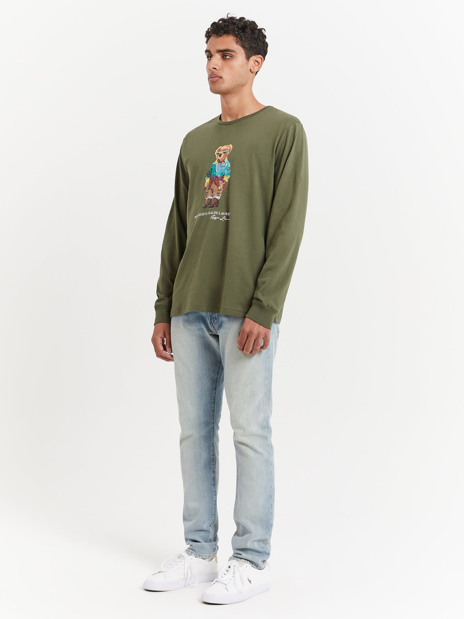 Long Sleeve Trekking Bear T-Shirt in Sage