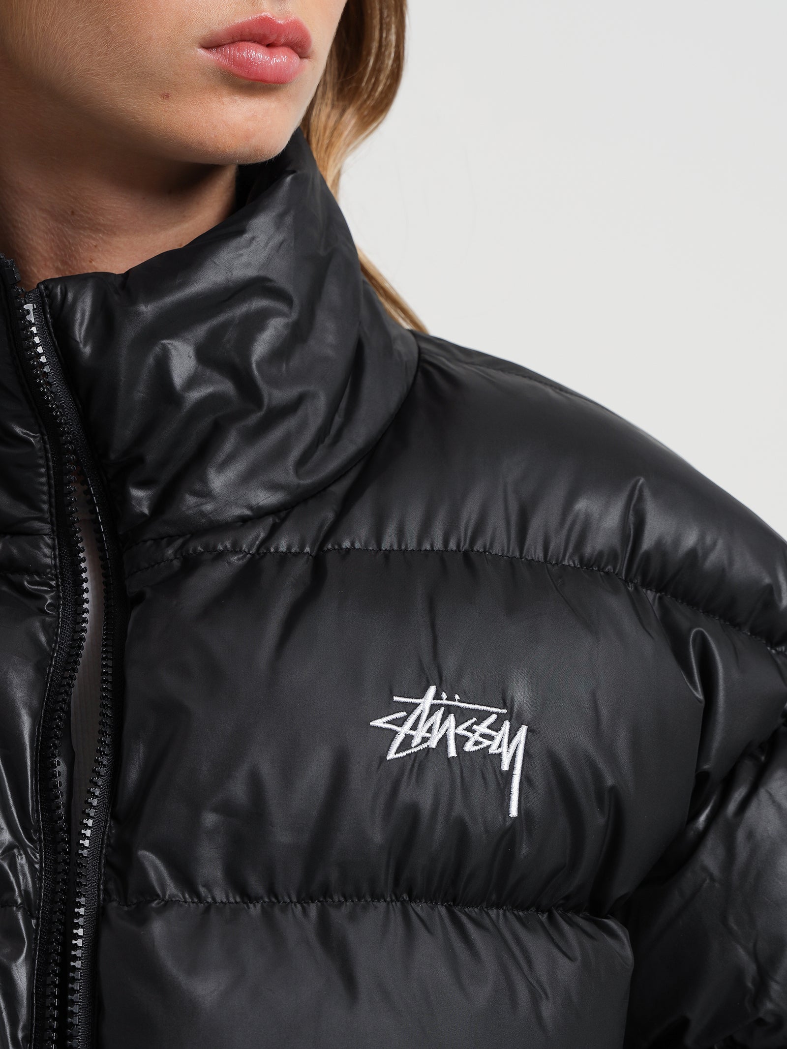 Stock Crop Puffer Jacket in Black