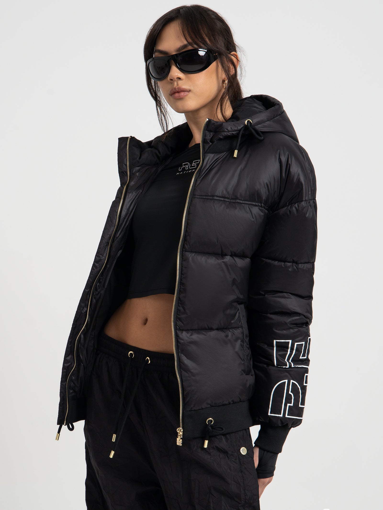 Infinite Hooded Puffer Jacket in Black