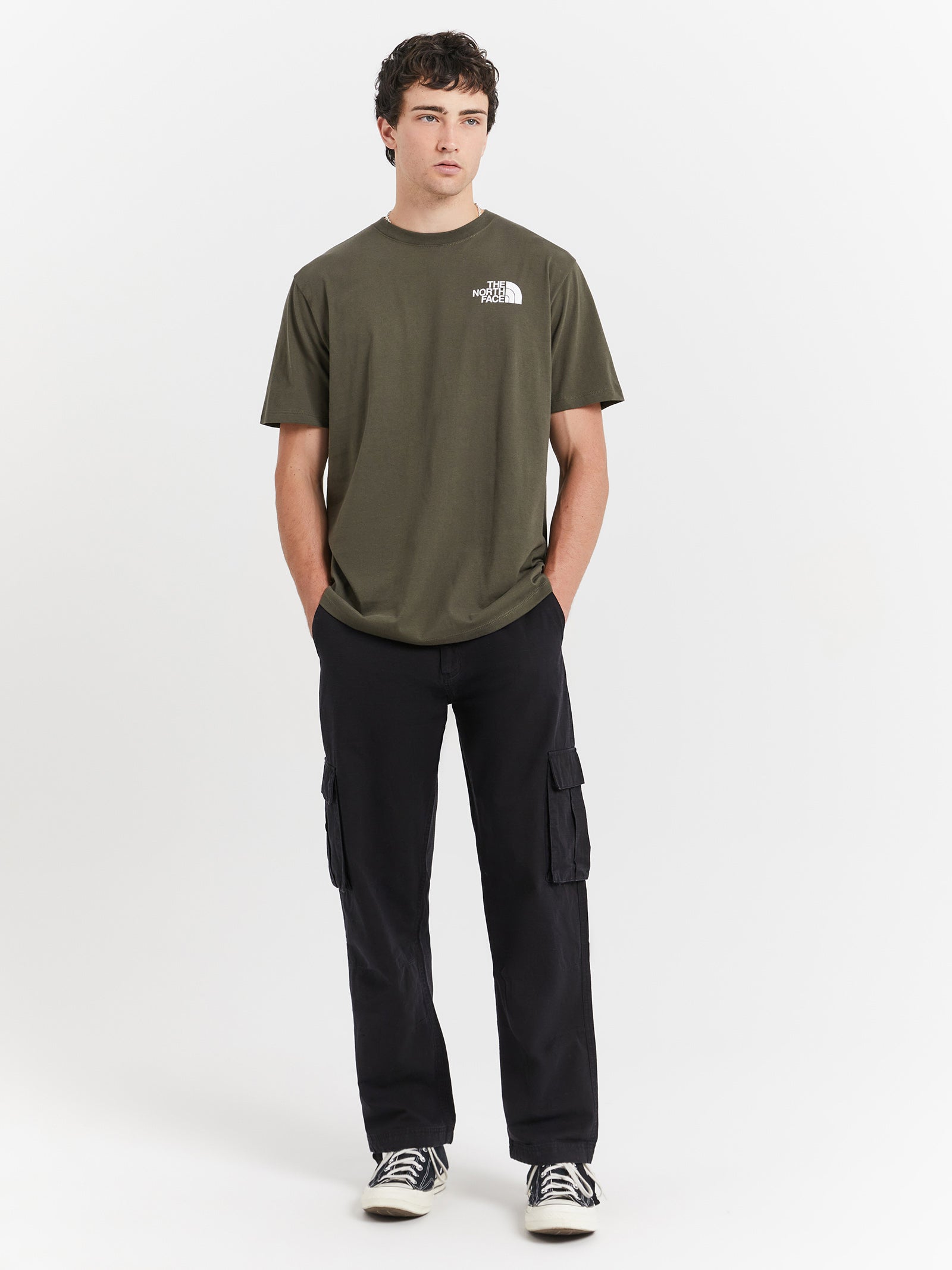 Short Sleeve Box T-Shirt in Green & TNF Black